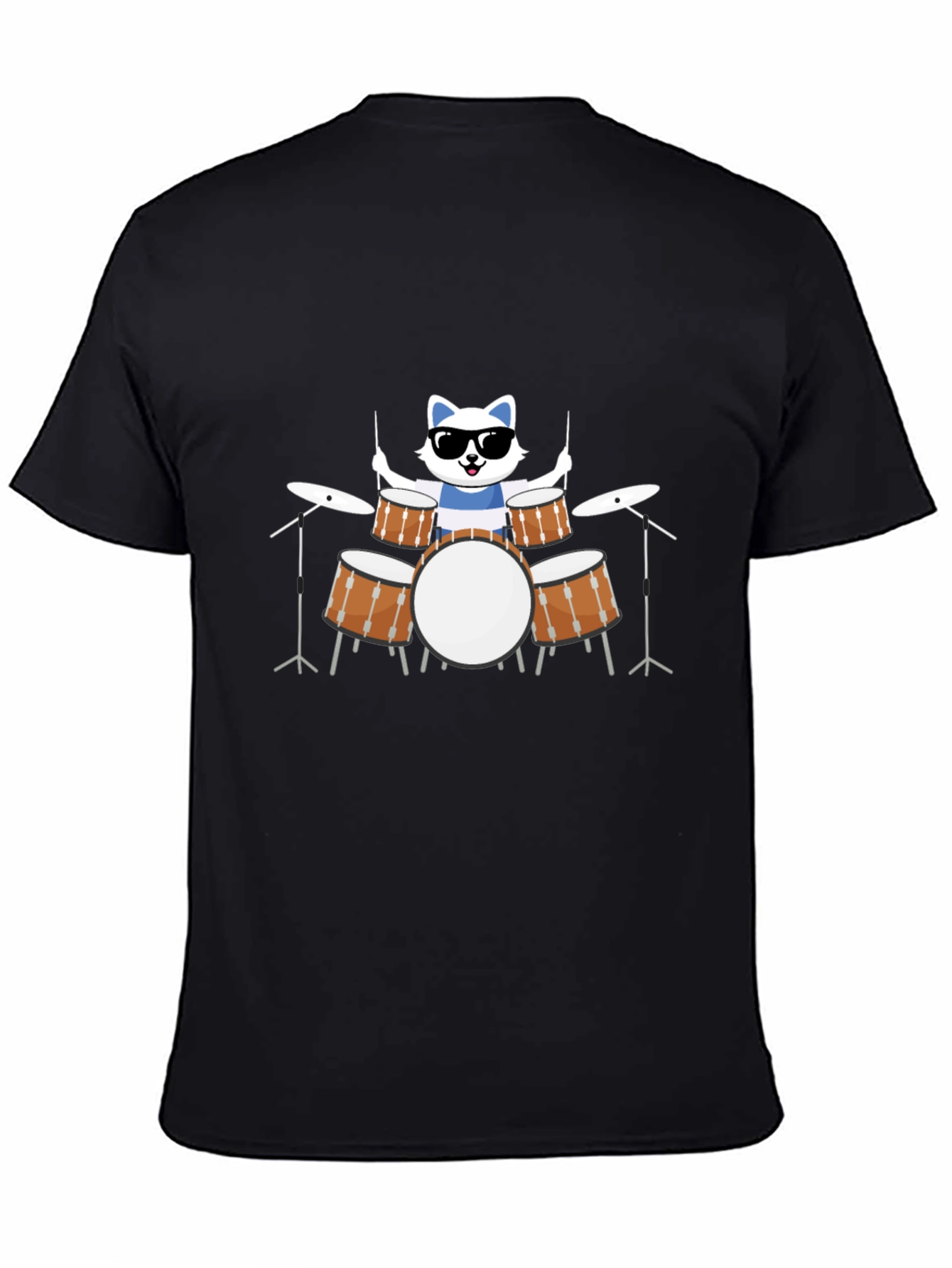Cool Cat Drummer Black T-Shirt