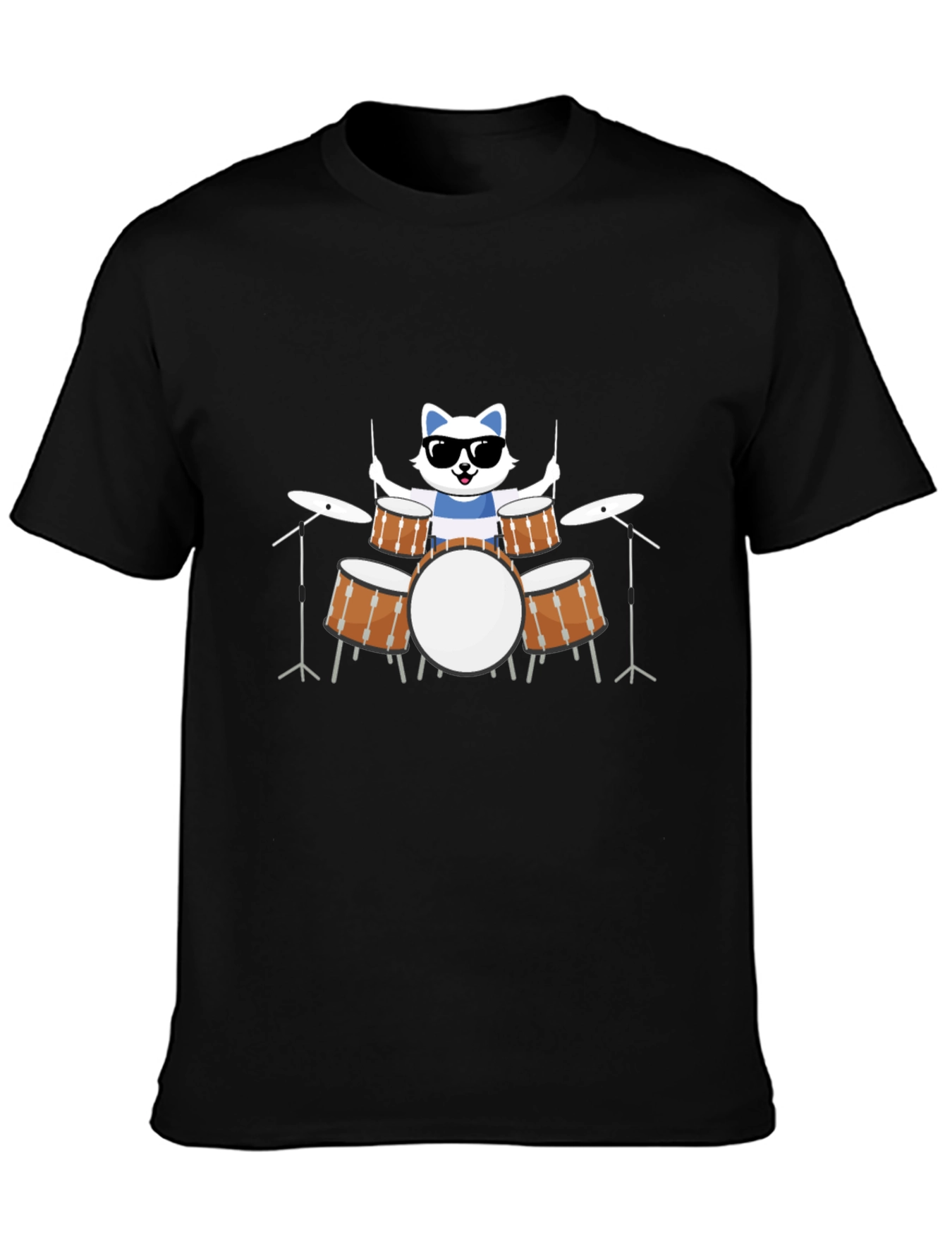 Cool Cat Drummer Black T-Shirt