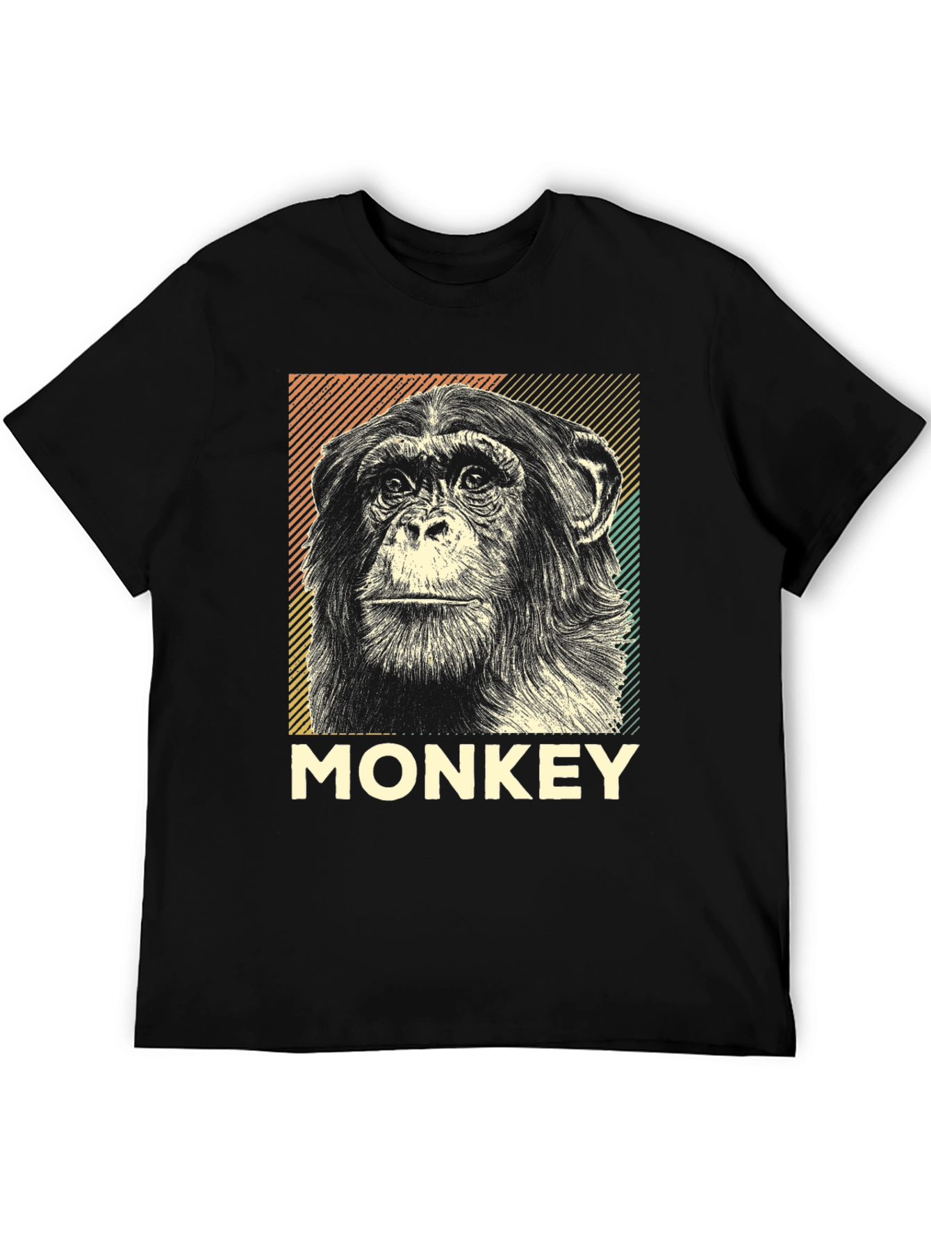 Retro Monkey Graphic Tee - Black Cotton T-Shirt