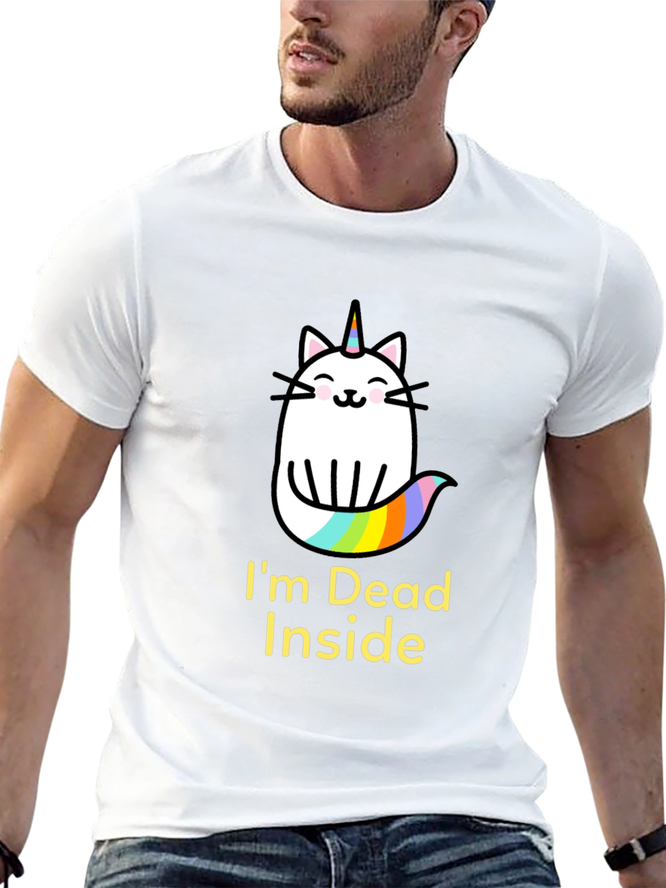 Dead Inside Unicorn Cat Graphic Tee