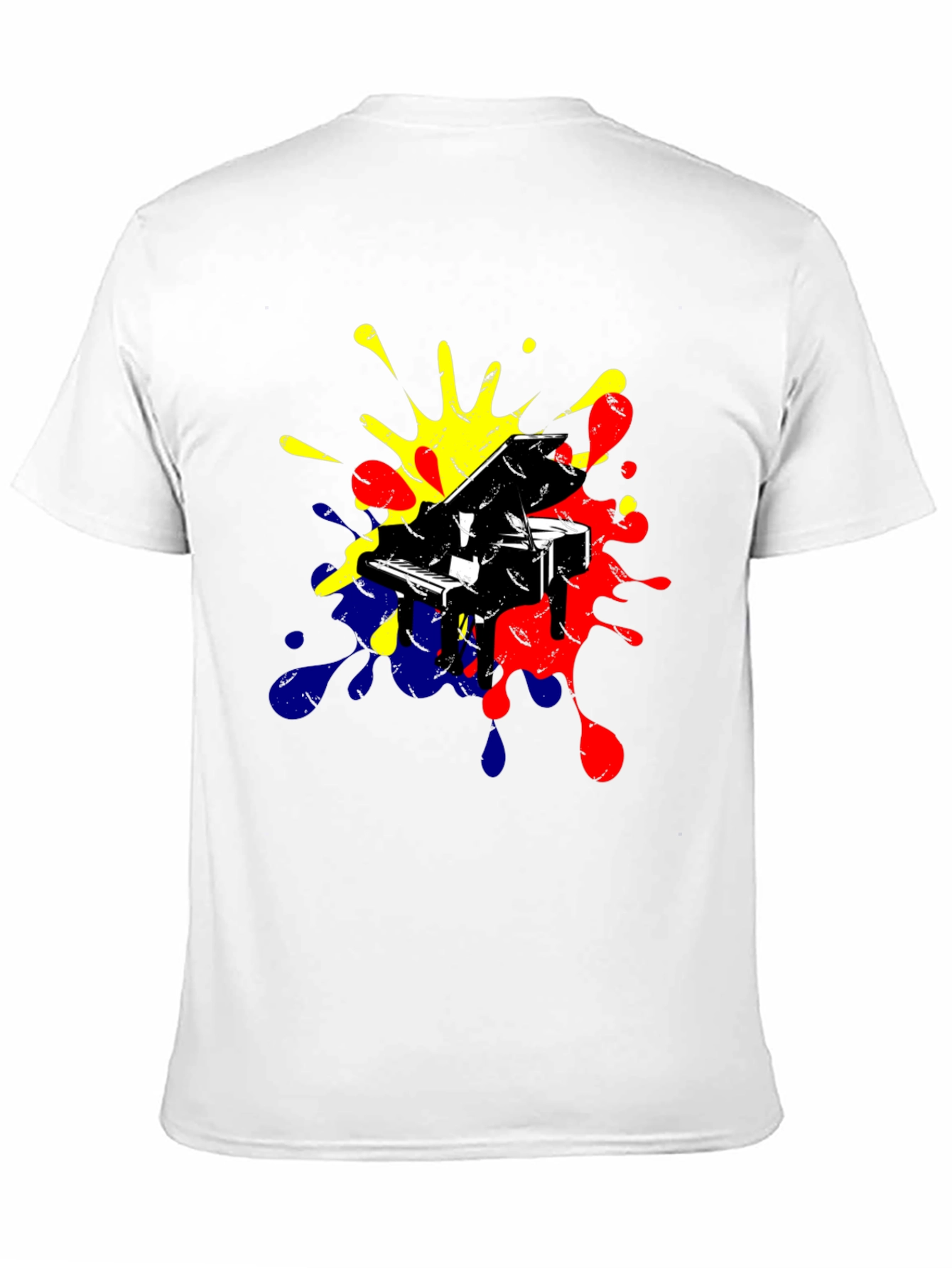 Piano Splash Graphic Tee - Music Lovers Black T-Shirt