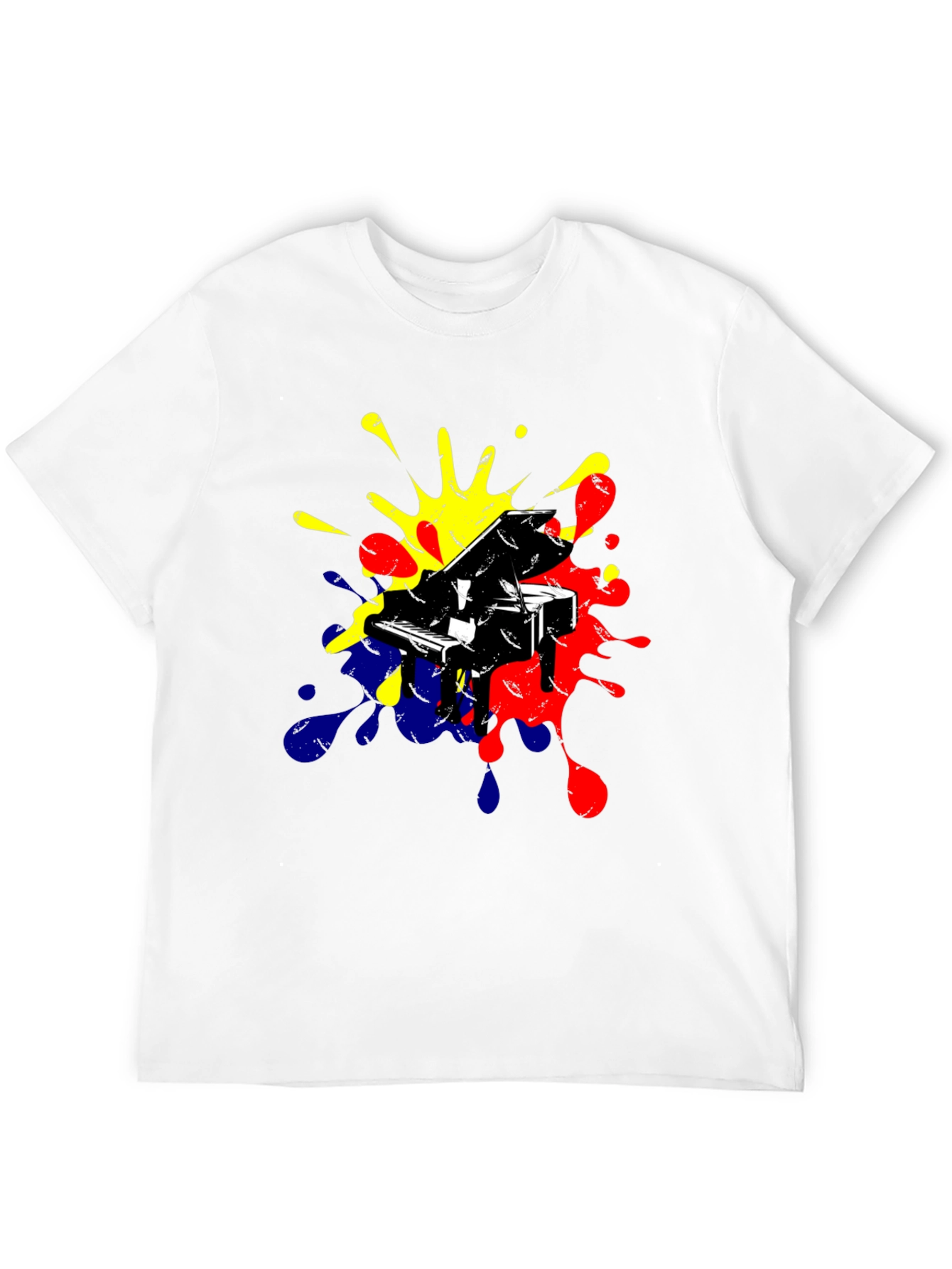 Piano Splash Graphic Tee - Music Lovers Black T-Shirt