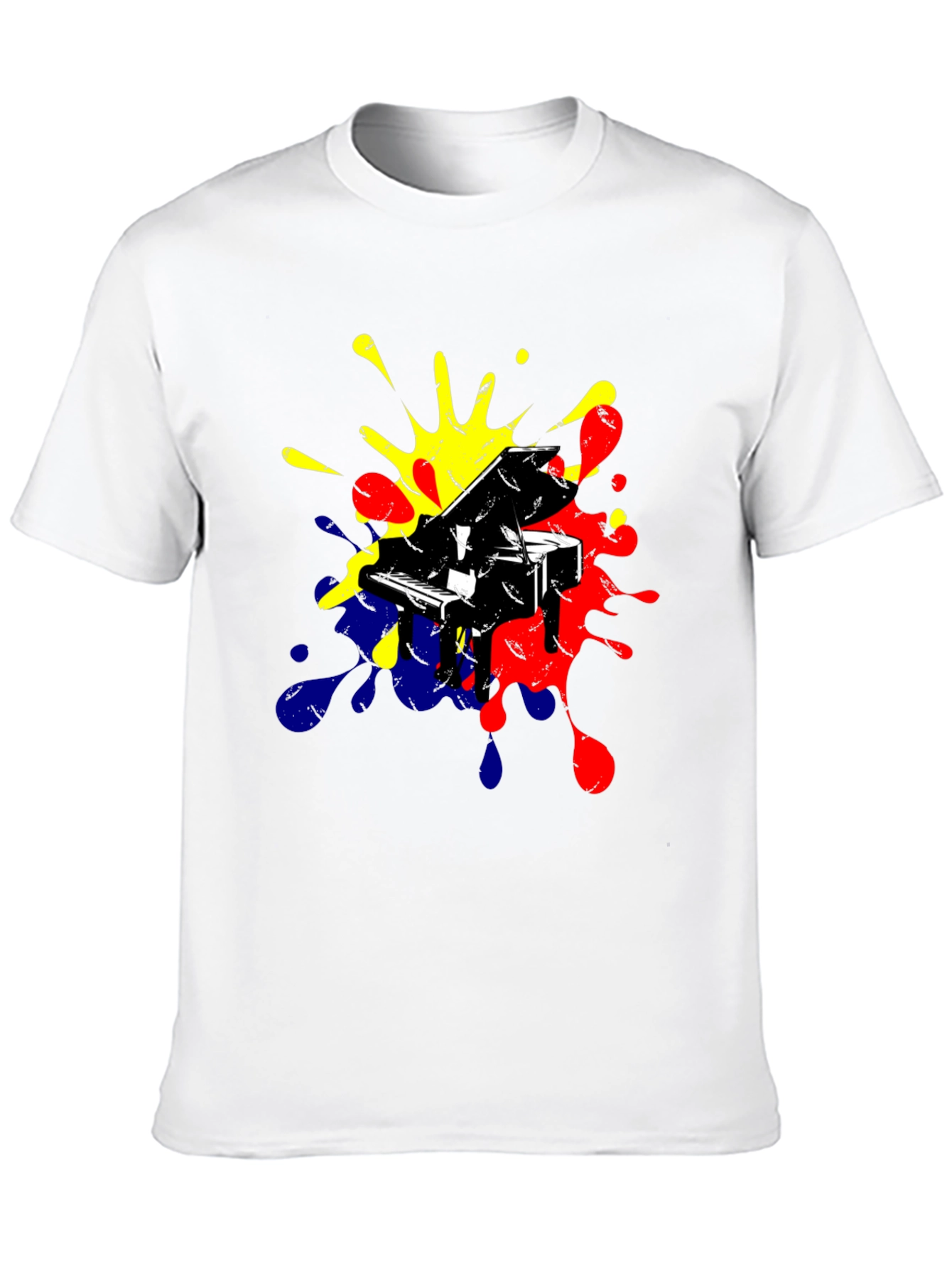 Piano Splash Graphic Tee - Music Lovers Black T-Shirt