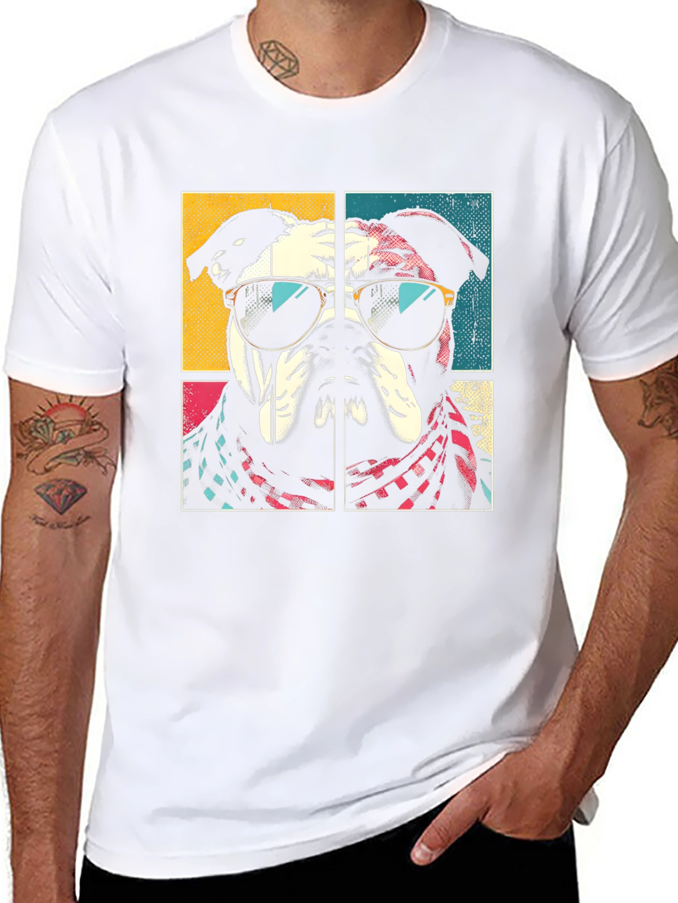 Cool Bulldog Graphic Tee - Mens Black T-Shirt