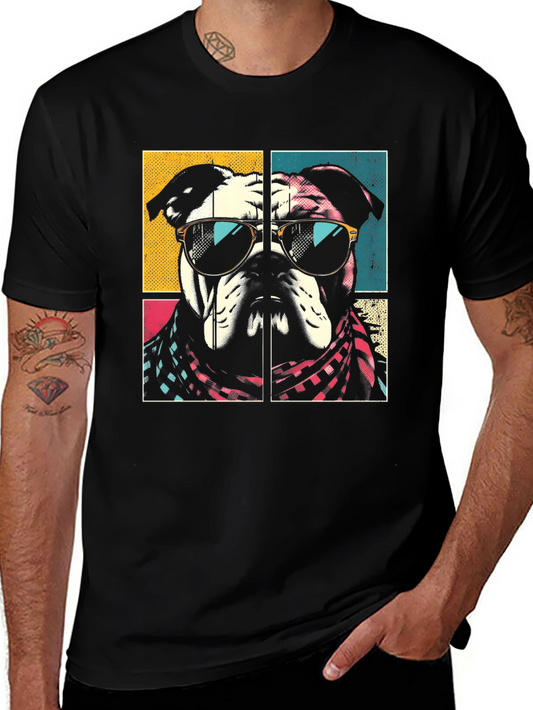 Cool Bulldog Graphic Tee - Mens Black T-Shirt