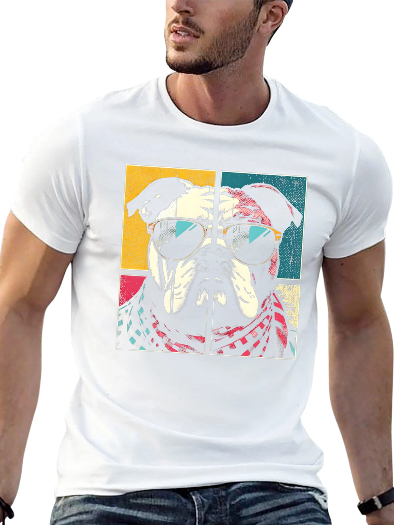 Cool Bulldog Graphic Tee - Mens Black T-Shirt