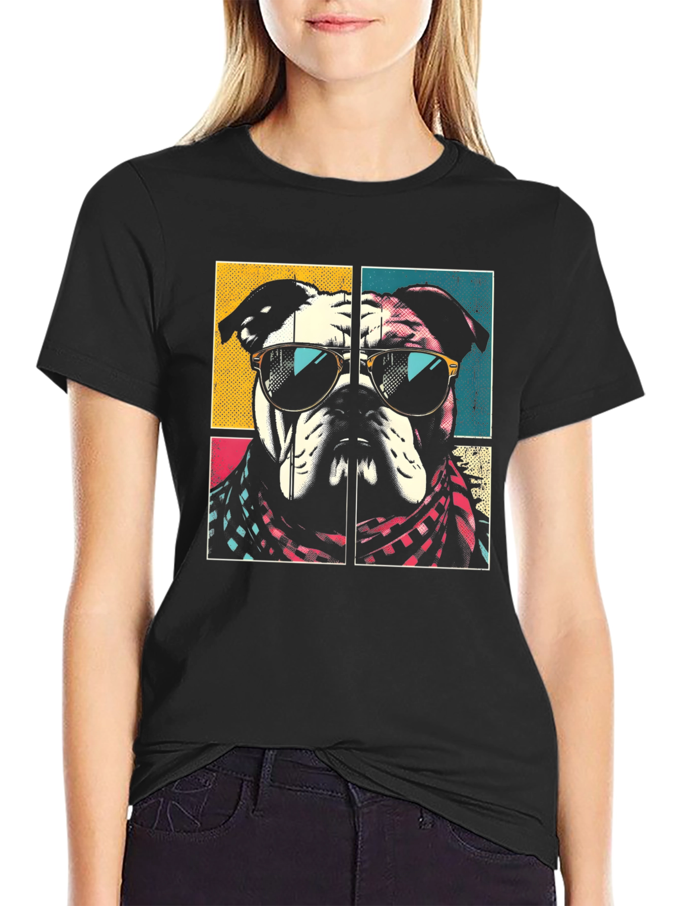 Cool Bulldog Graphic Tee - Mens Black T-Shirt
