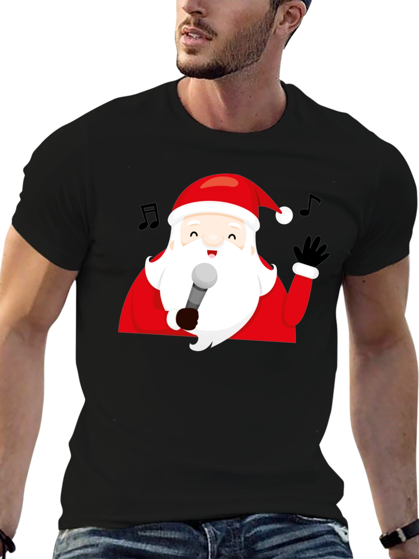 Singing Santa Graphic Tee - Festive Holiday Apparel