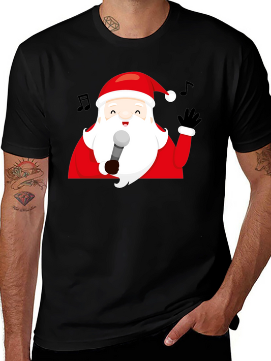 Singing Santa Graphic Tee - Festive Holiday Apparel