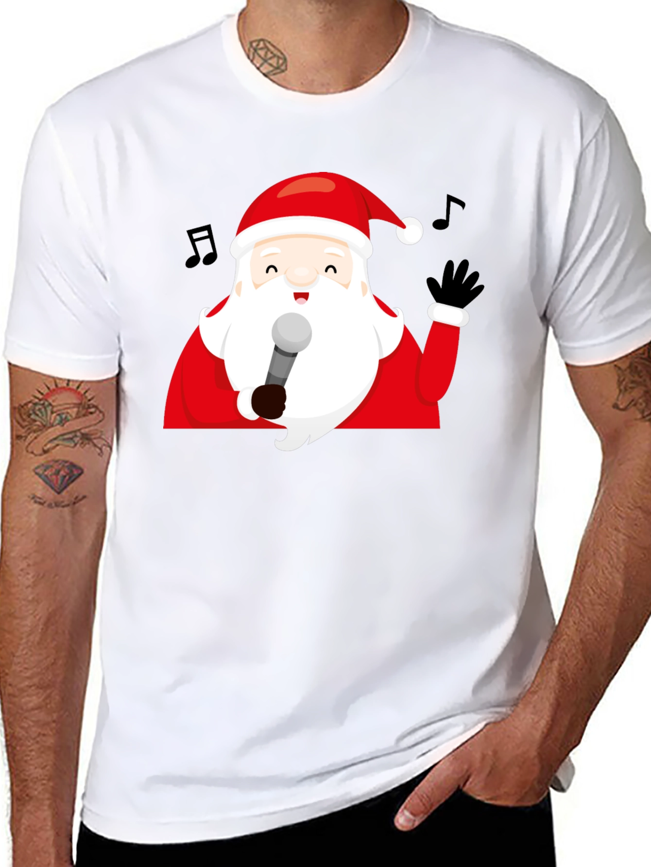 Singing Santa Graphic Tee - Festive Holiday Apparel