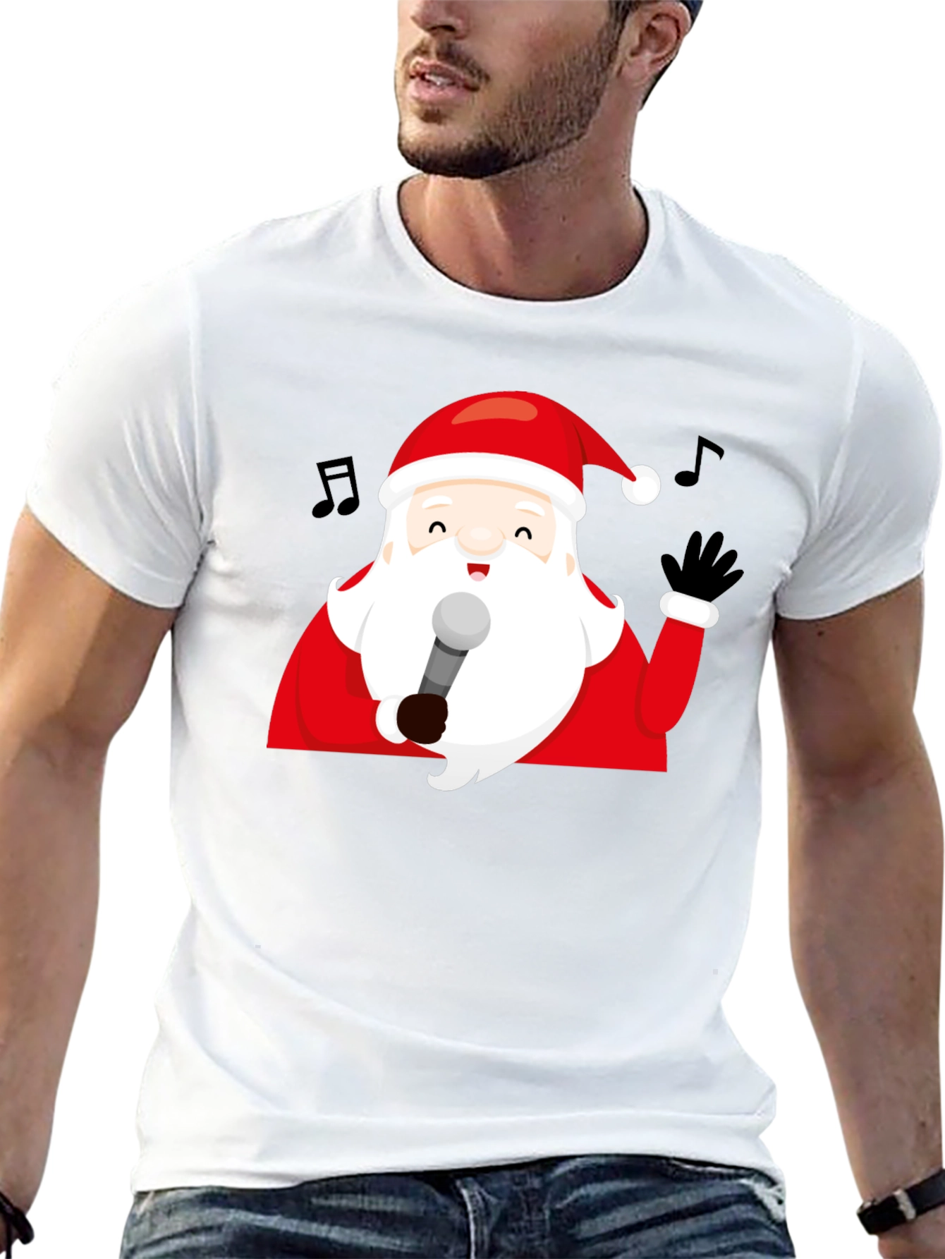 Singing Santa Graphic Tee - Festive Holiday Apparel