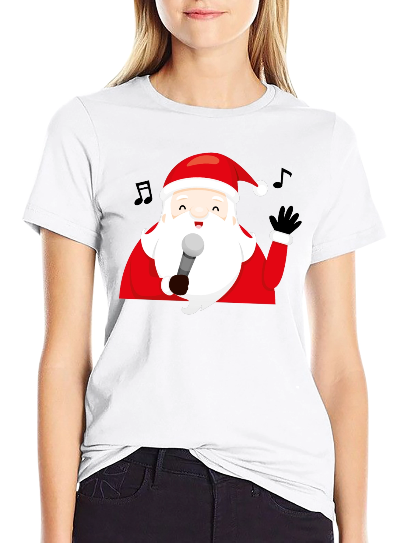 Singing Santa Graphic Tee - Festive Holiday Apparel