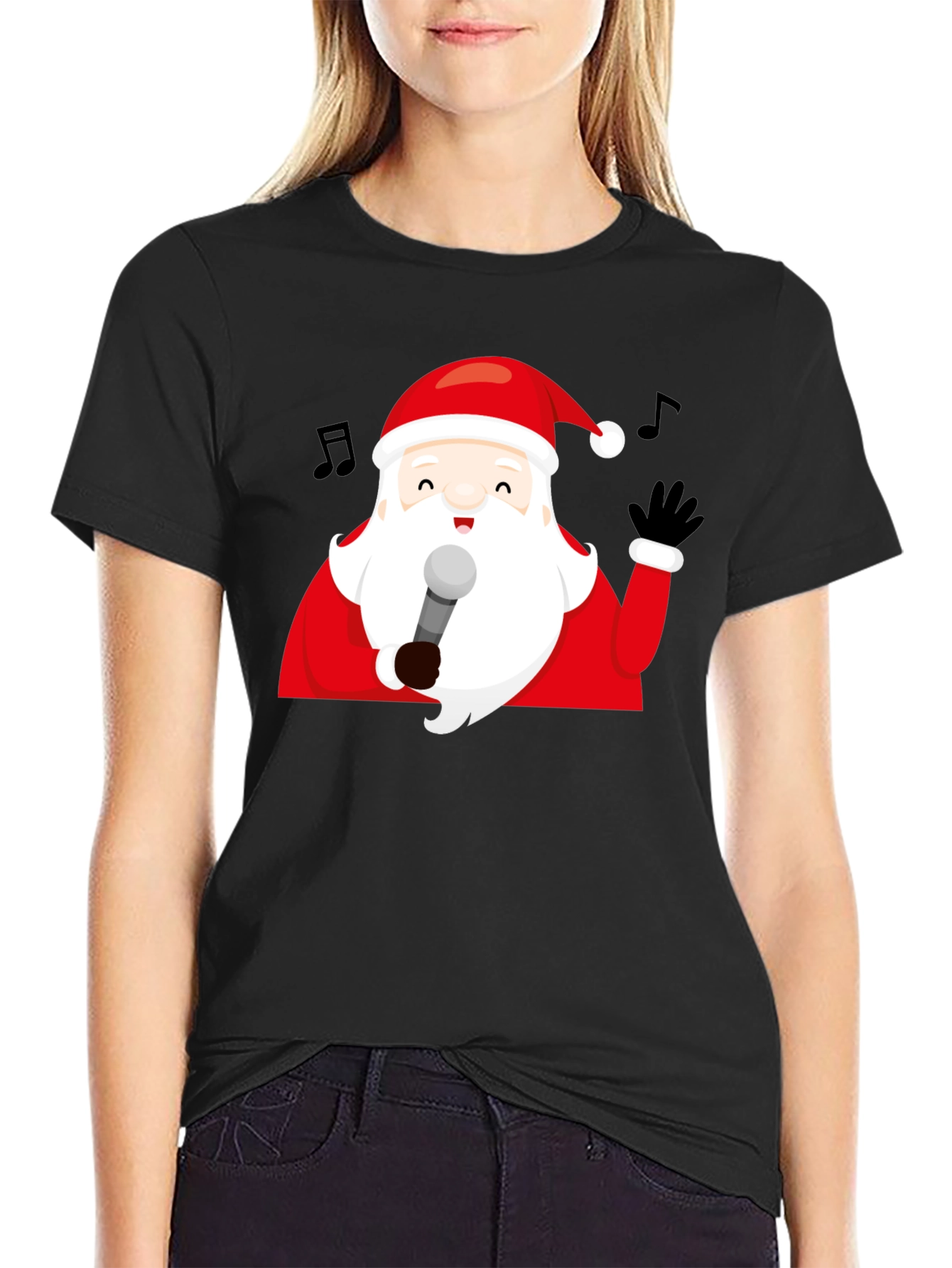 Singing Santa Graphic Tee - Festive Holiday Apparel