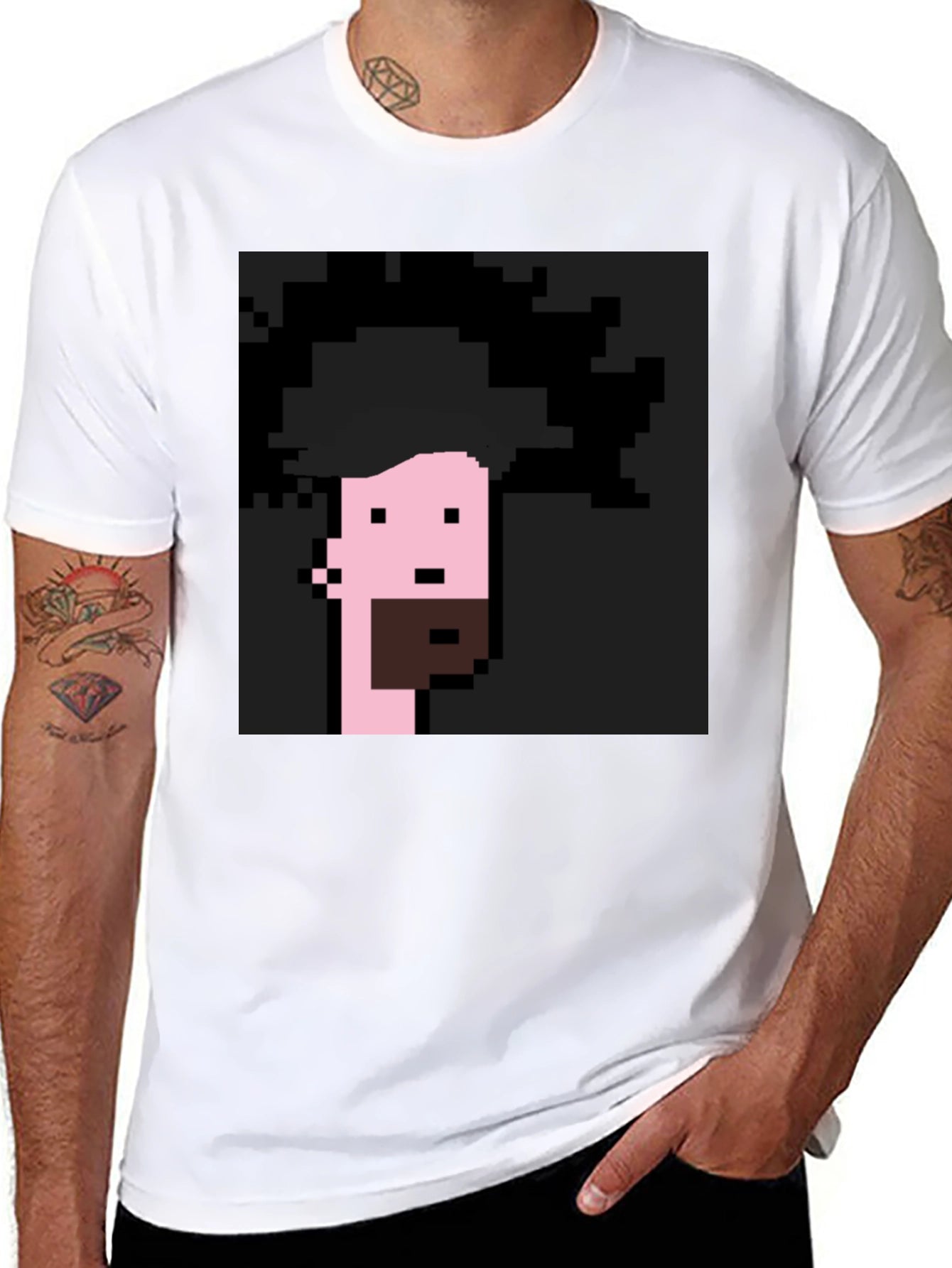 Pixelated Afro Graphic Tee - Black