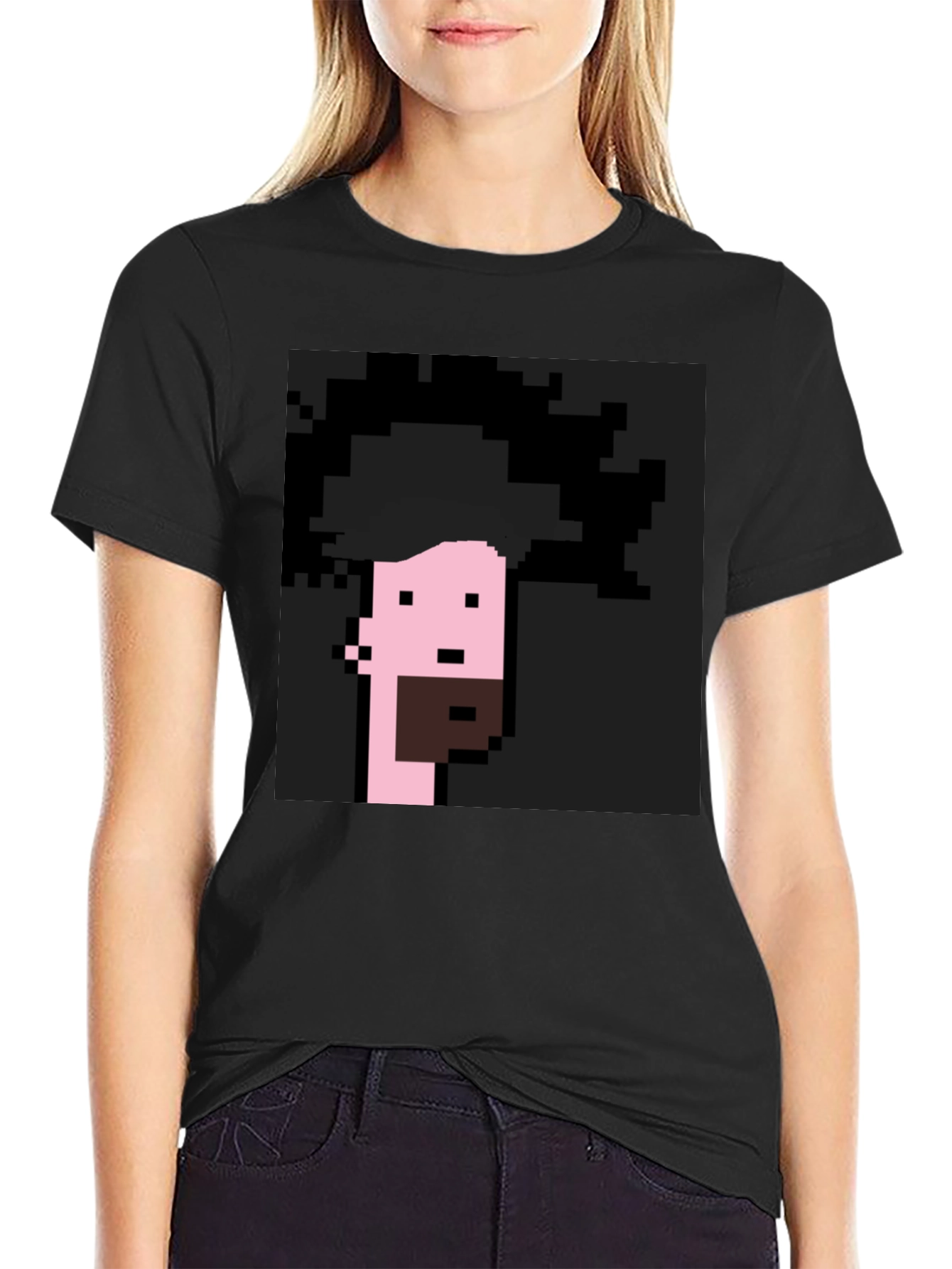 Pixelated Afro Graphic Tee - Black