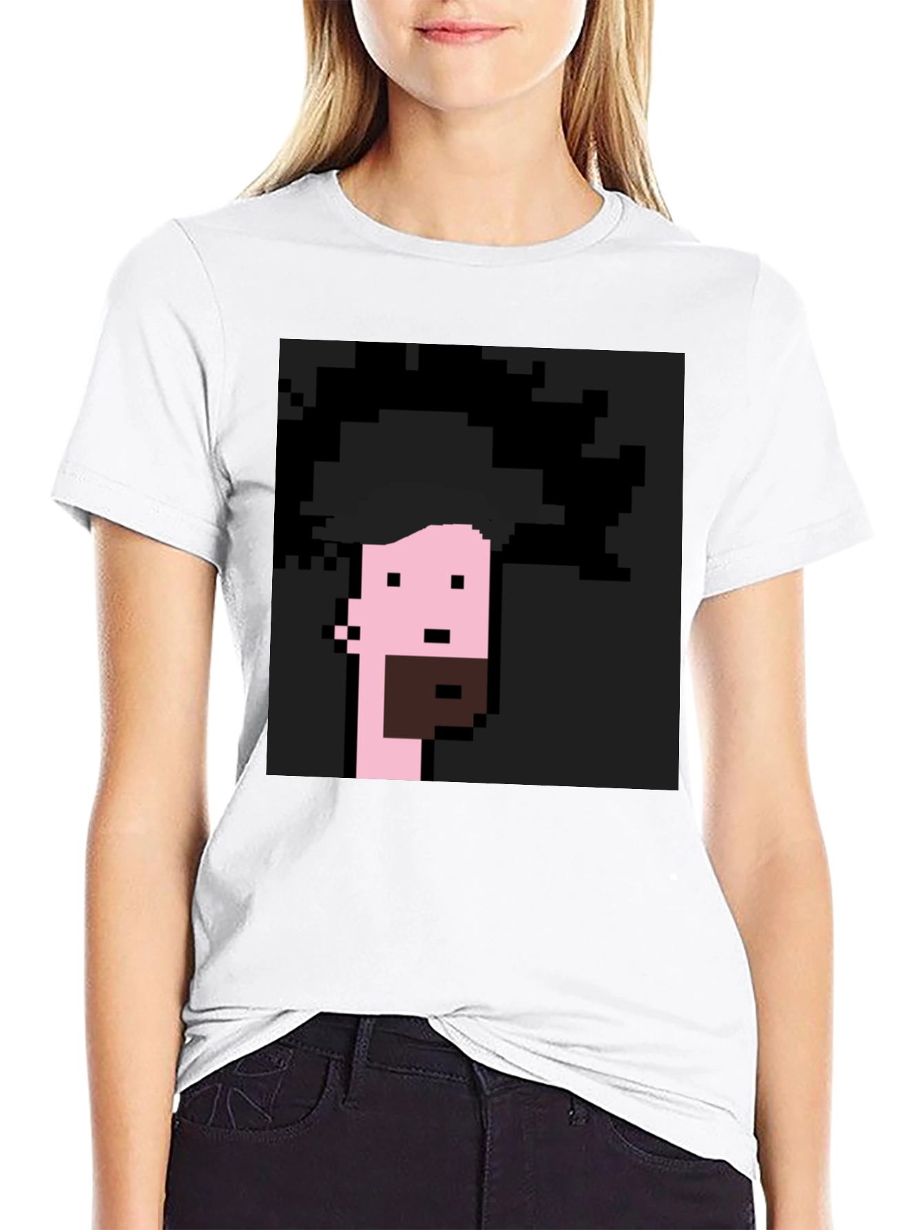 Pixelated Afro Graphic Tee - Black