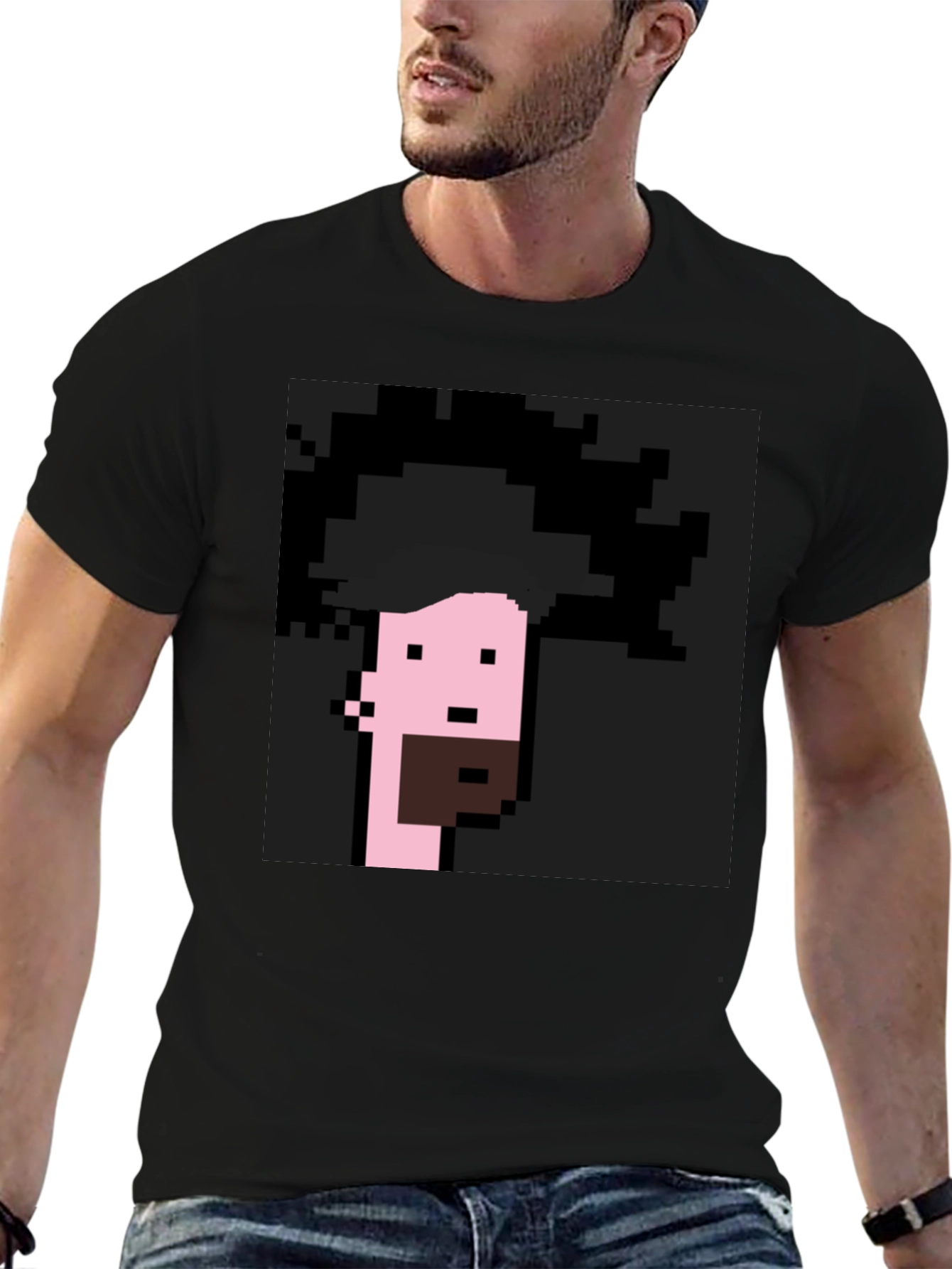 Pixelated Afro Graphic Tee - Black
