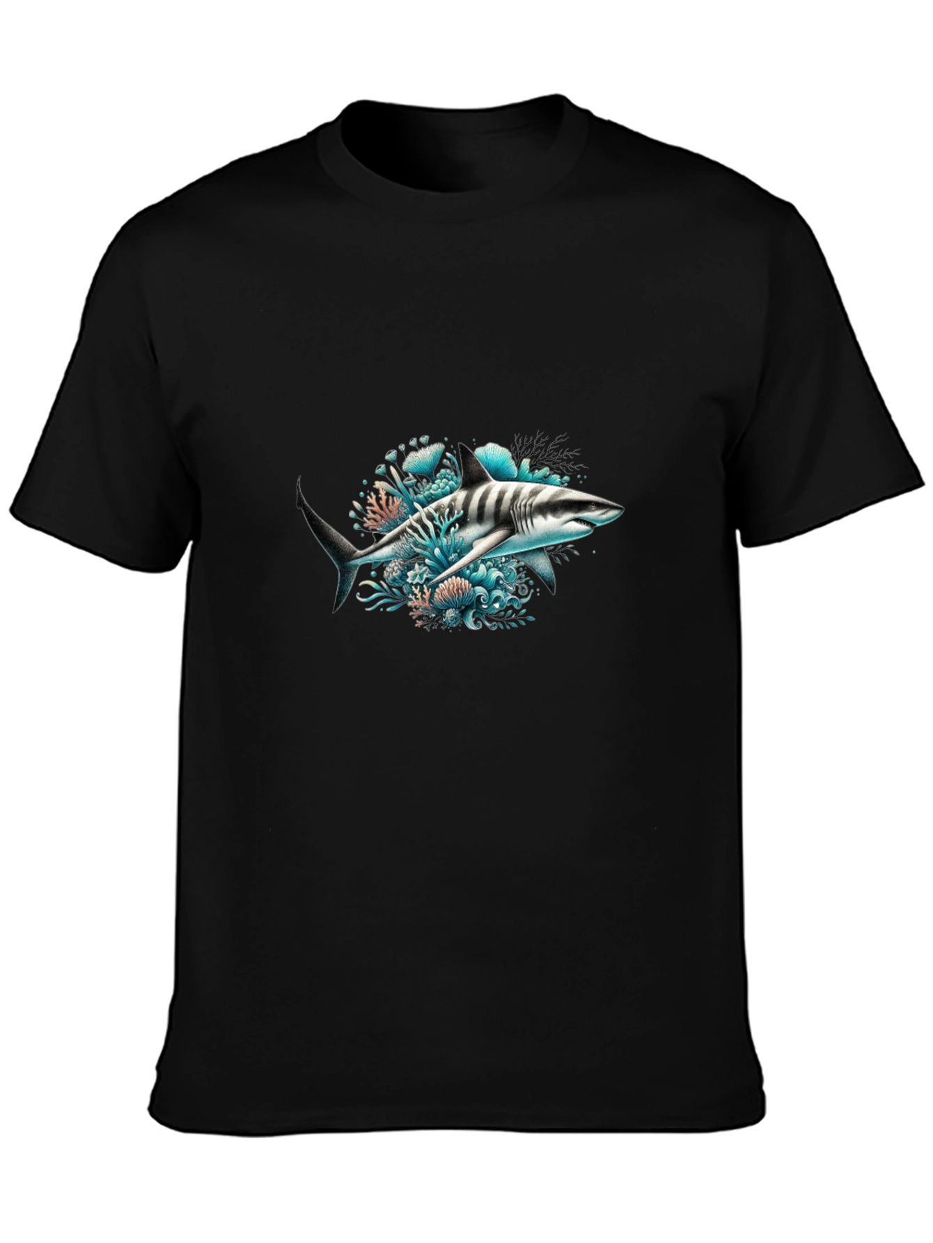 Shark Graphic Print Black T-Shirt