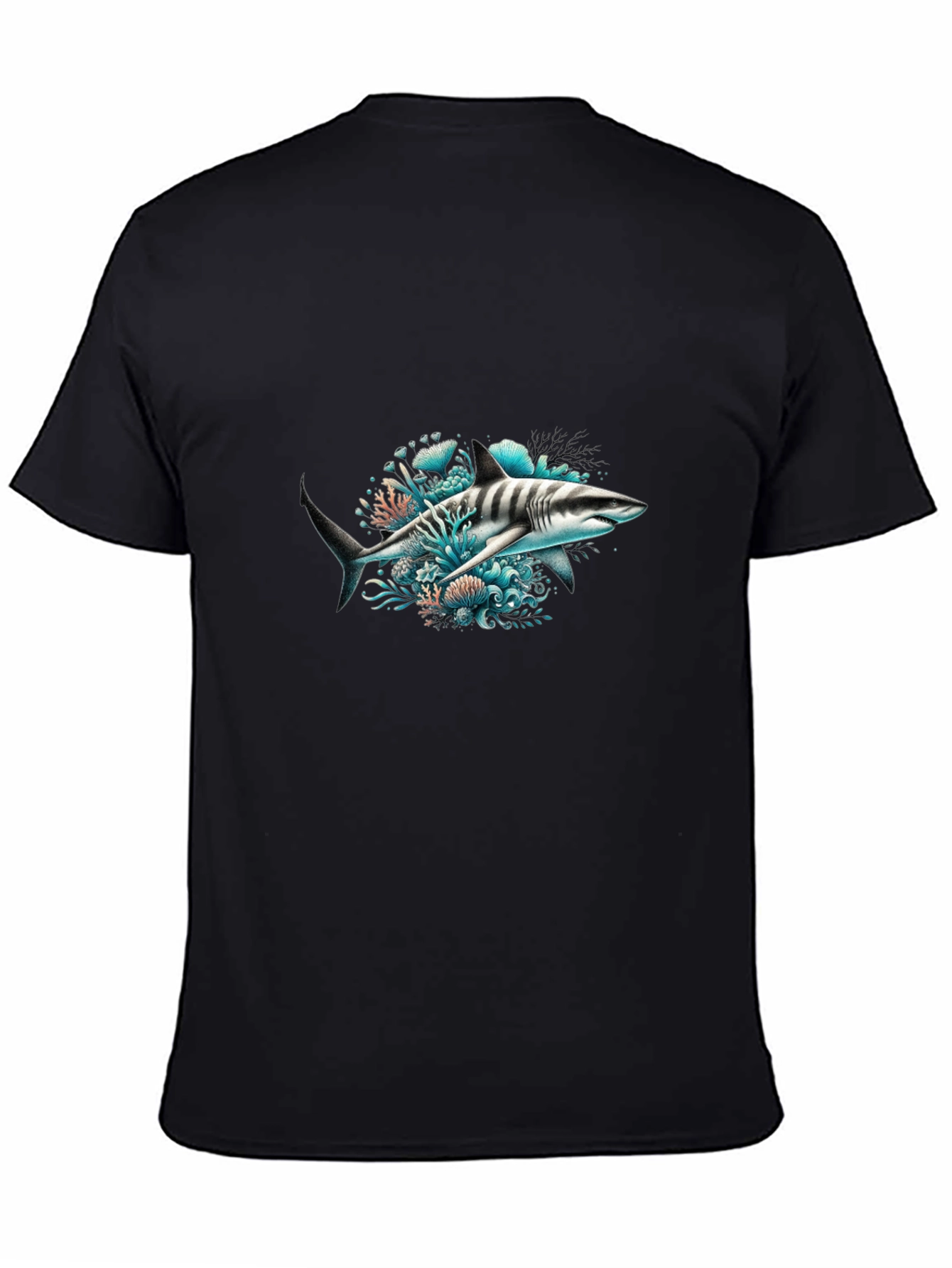 Shark Graphic Print Black T-Shirt