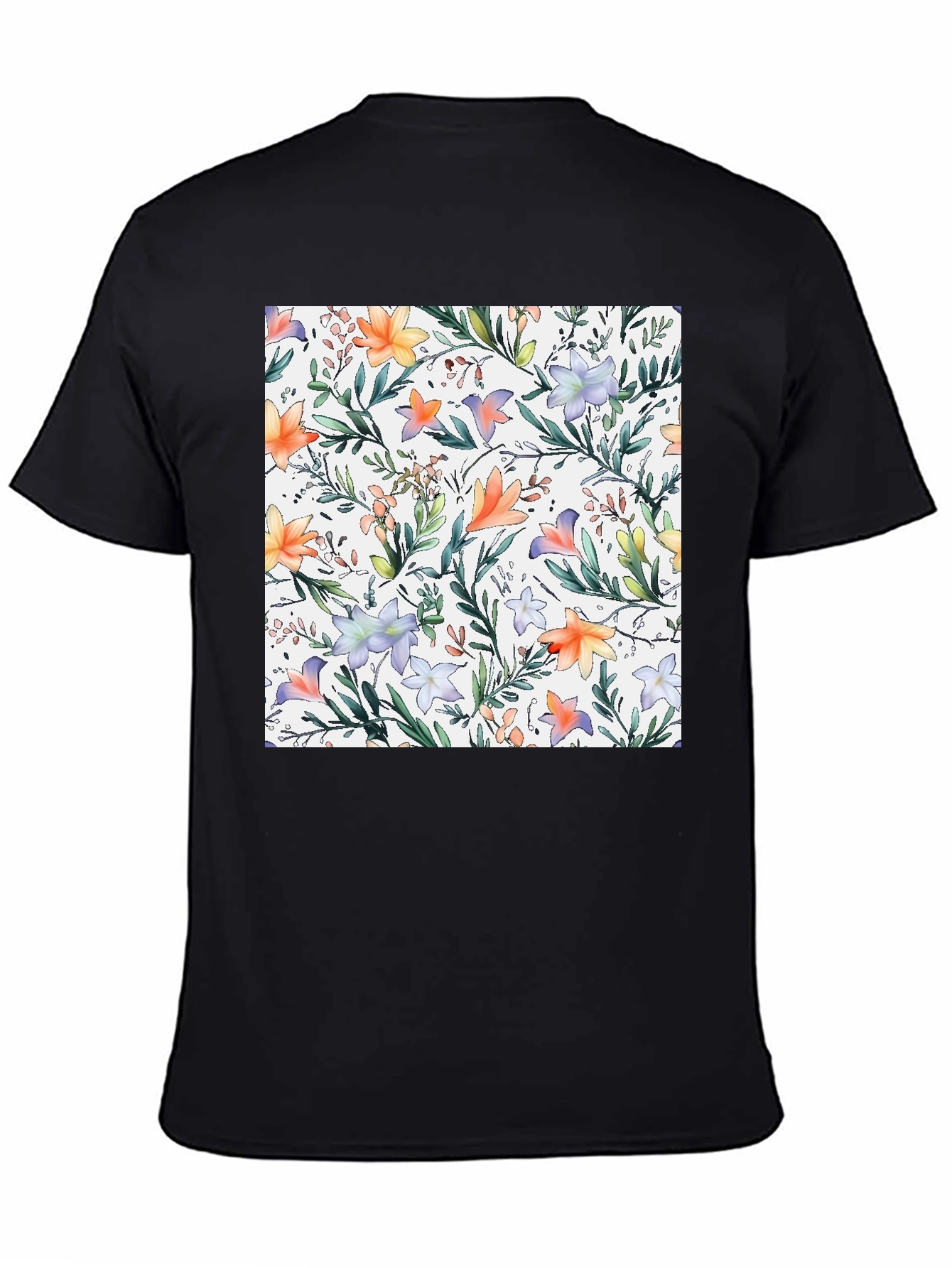 Floral Print Black T-Shirt - Stylish Casual Wear