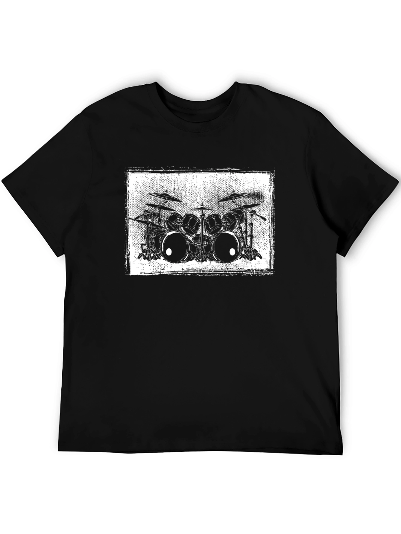 Drum Kit Graphic Tee - Black Cotton T-Shirt