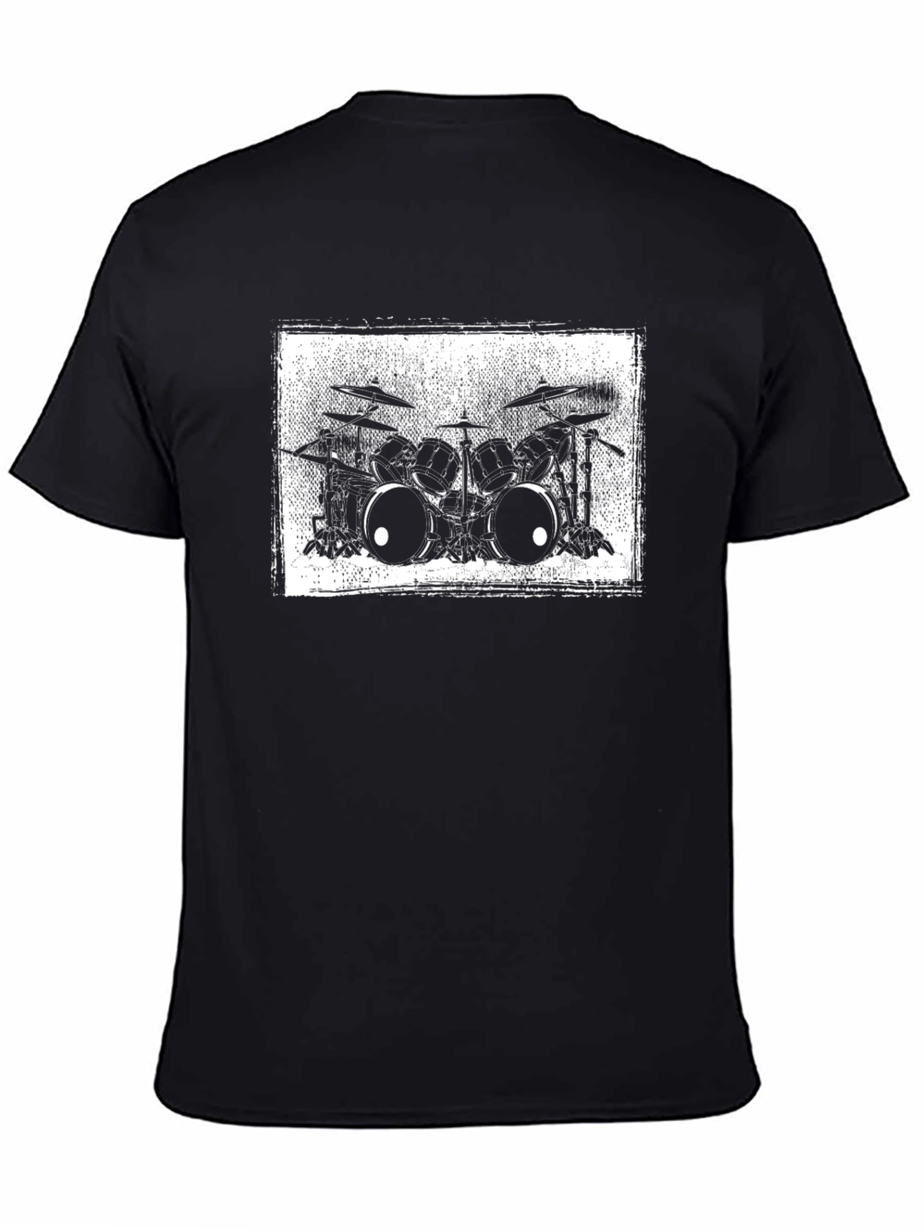 Drum Kit Graphic Tee - Black Cotton T-Shirt