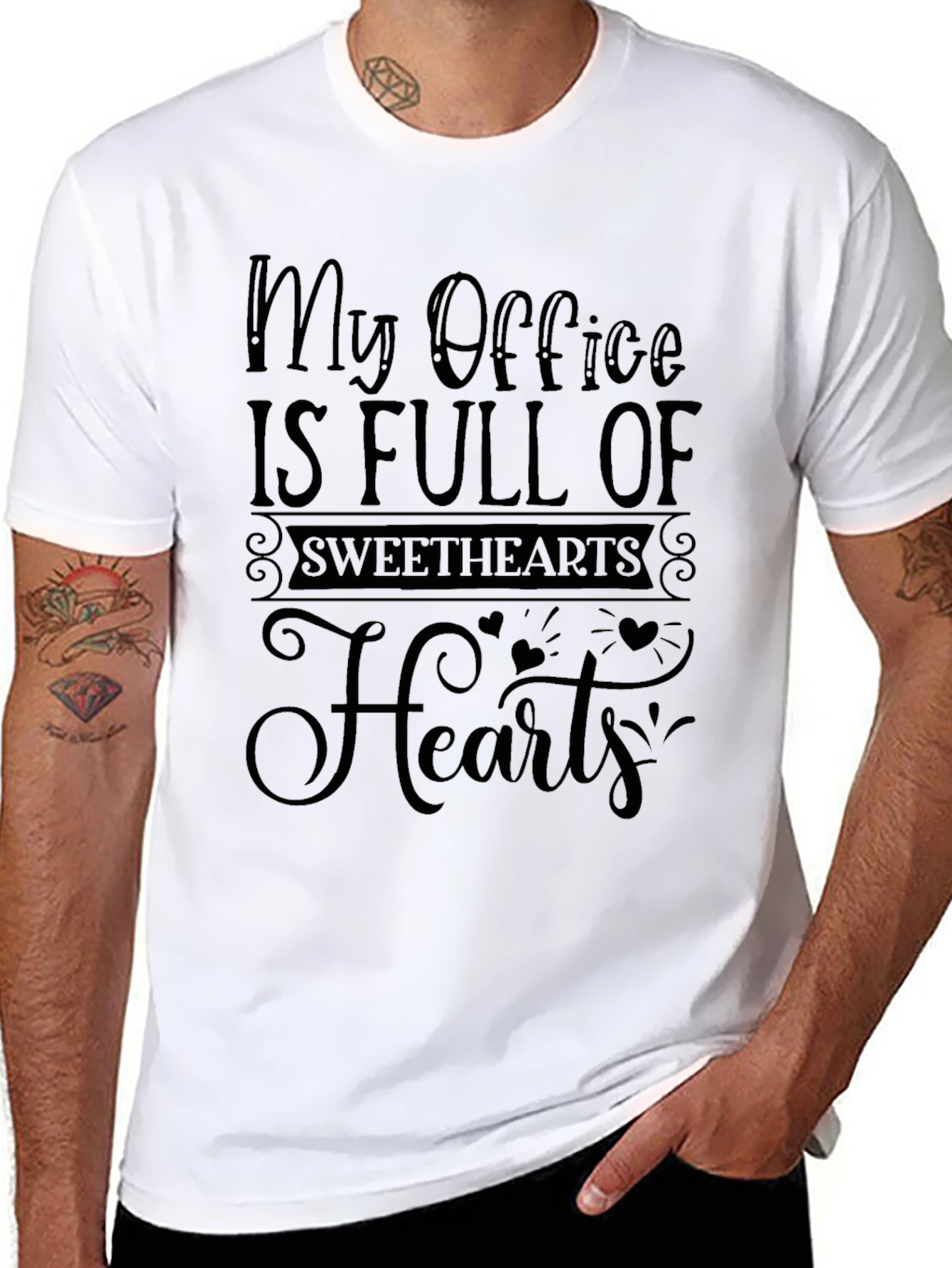 My Office is Full of Sweethearts Hearts Black T-Shirt
