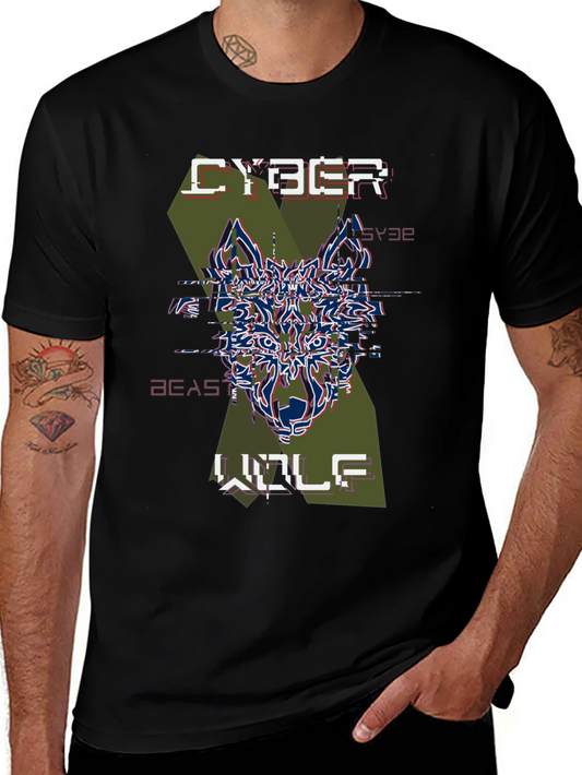 Cyber Beast Wolf Graphic T-Shirt