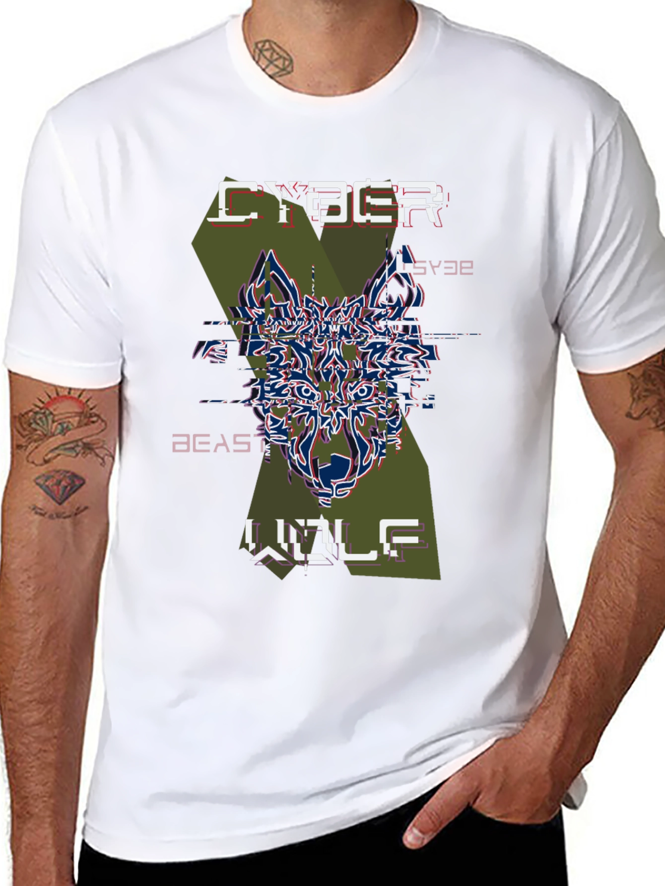Cyber Beast Wolf Graphic T-Shirt
