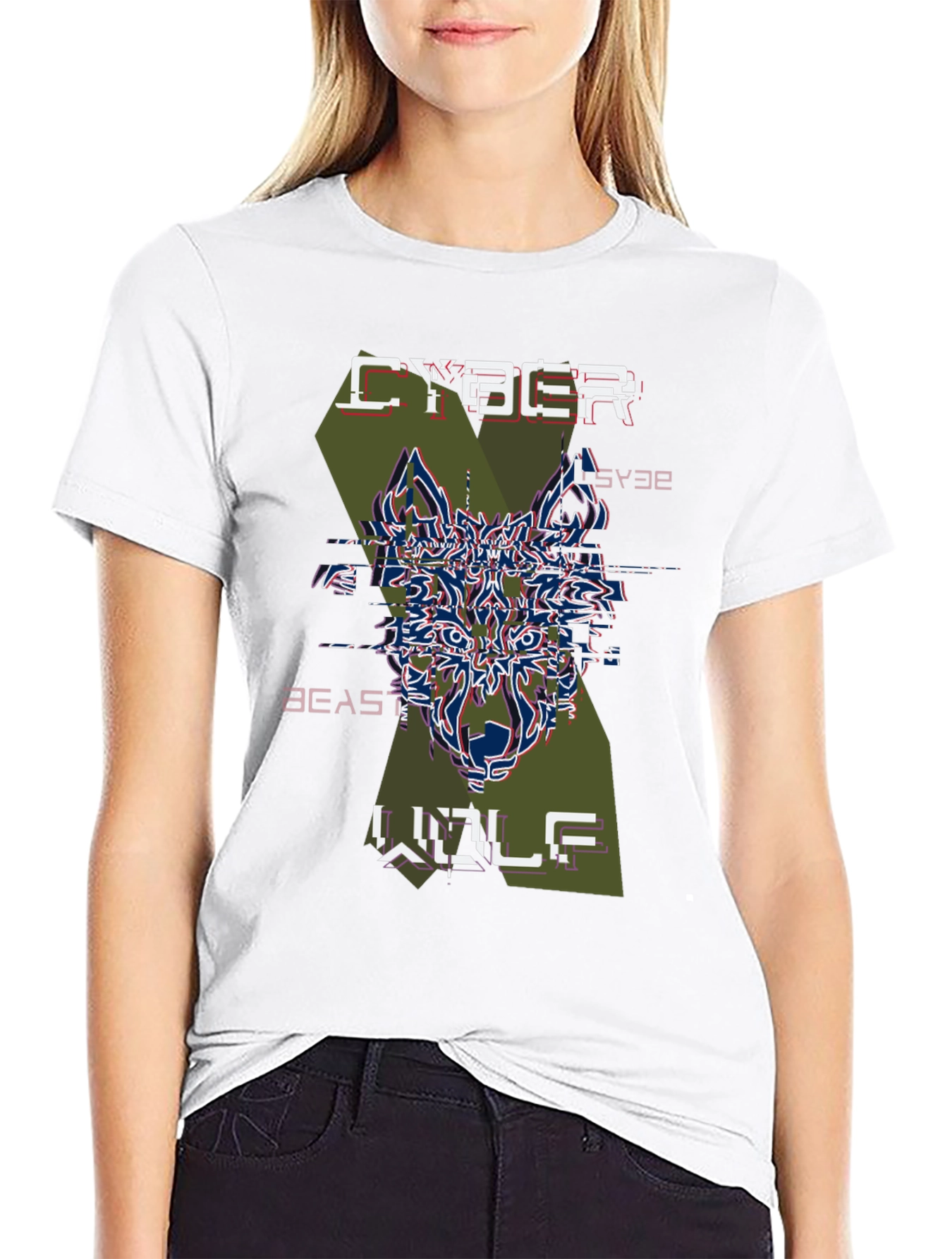 Cyber Beast Wolf Graphic T-Shirt