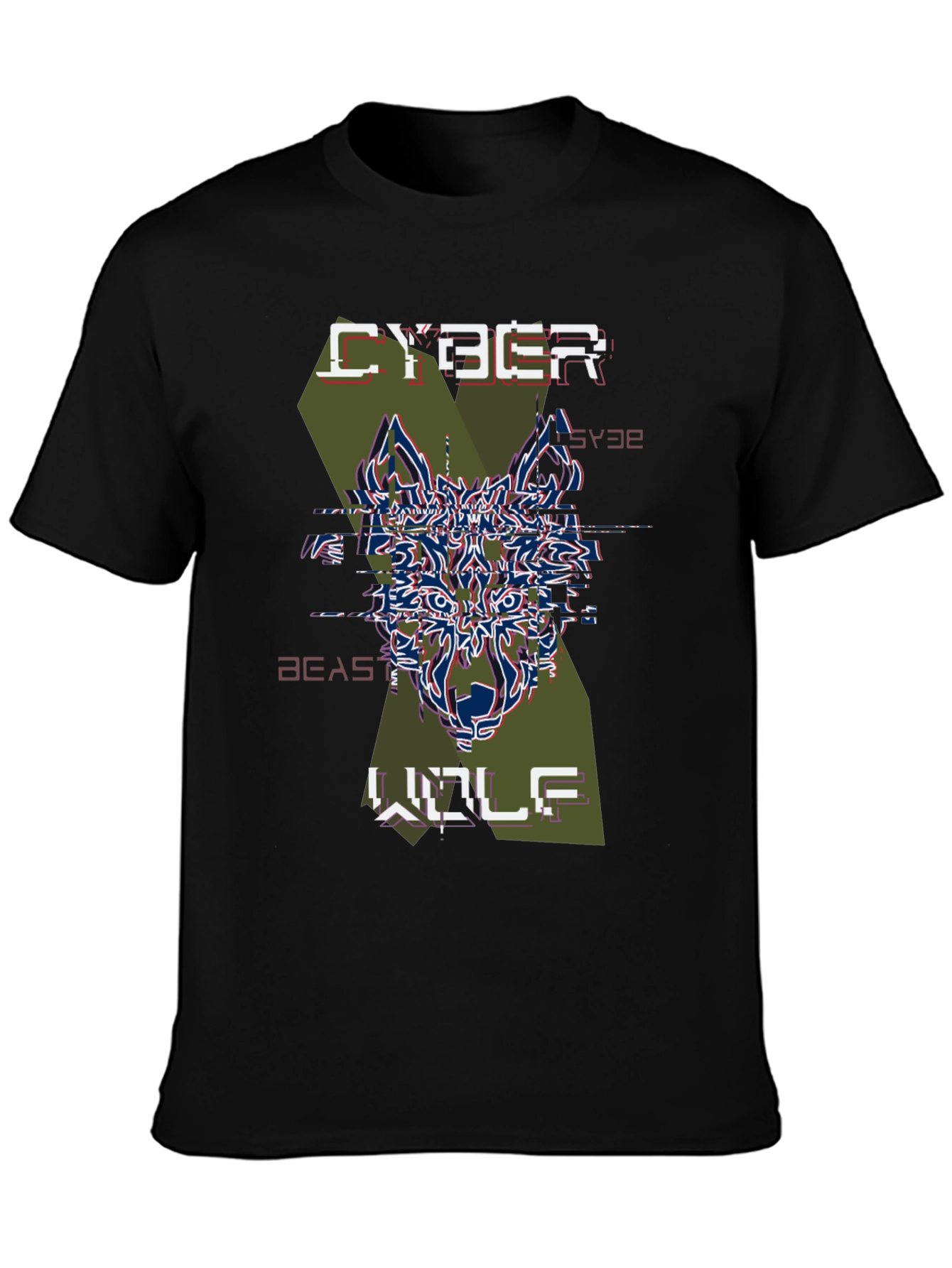 Cyber Beast Wolf Graphic T-Shirt