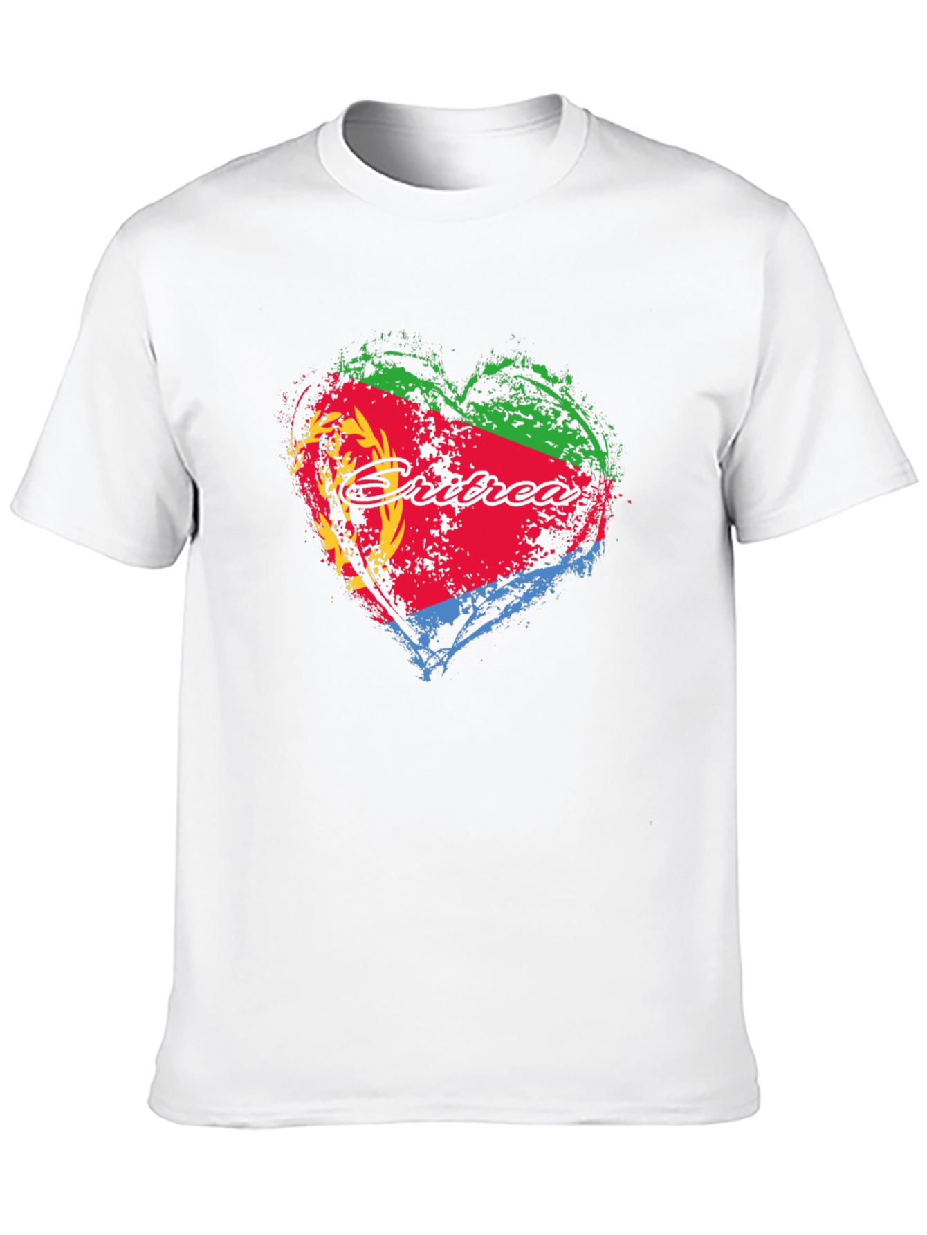 Eritrea Flag Heart Graphic T-Shirt - Black