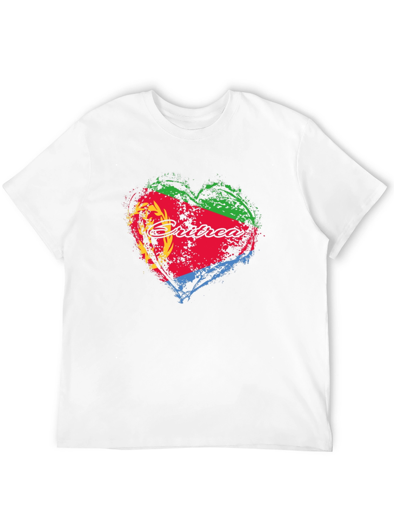 Eritrea Flag Heart Graphic T-Shirt - Black