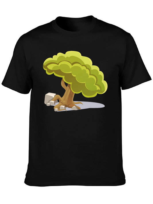 Cartoon Tree Graphic Tee - Unique Nature Design