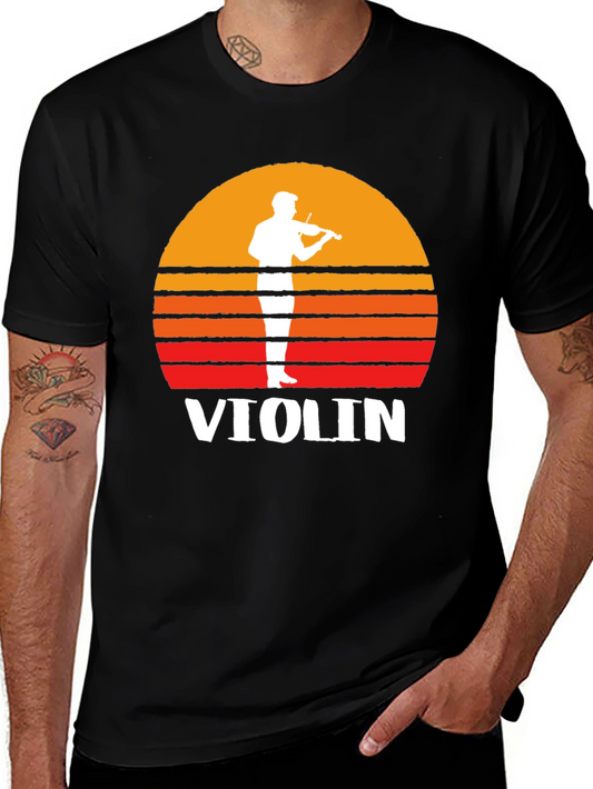 Vintage Violin Sunset T-Shirt - Music Lover Tee