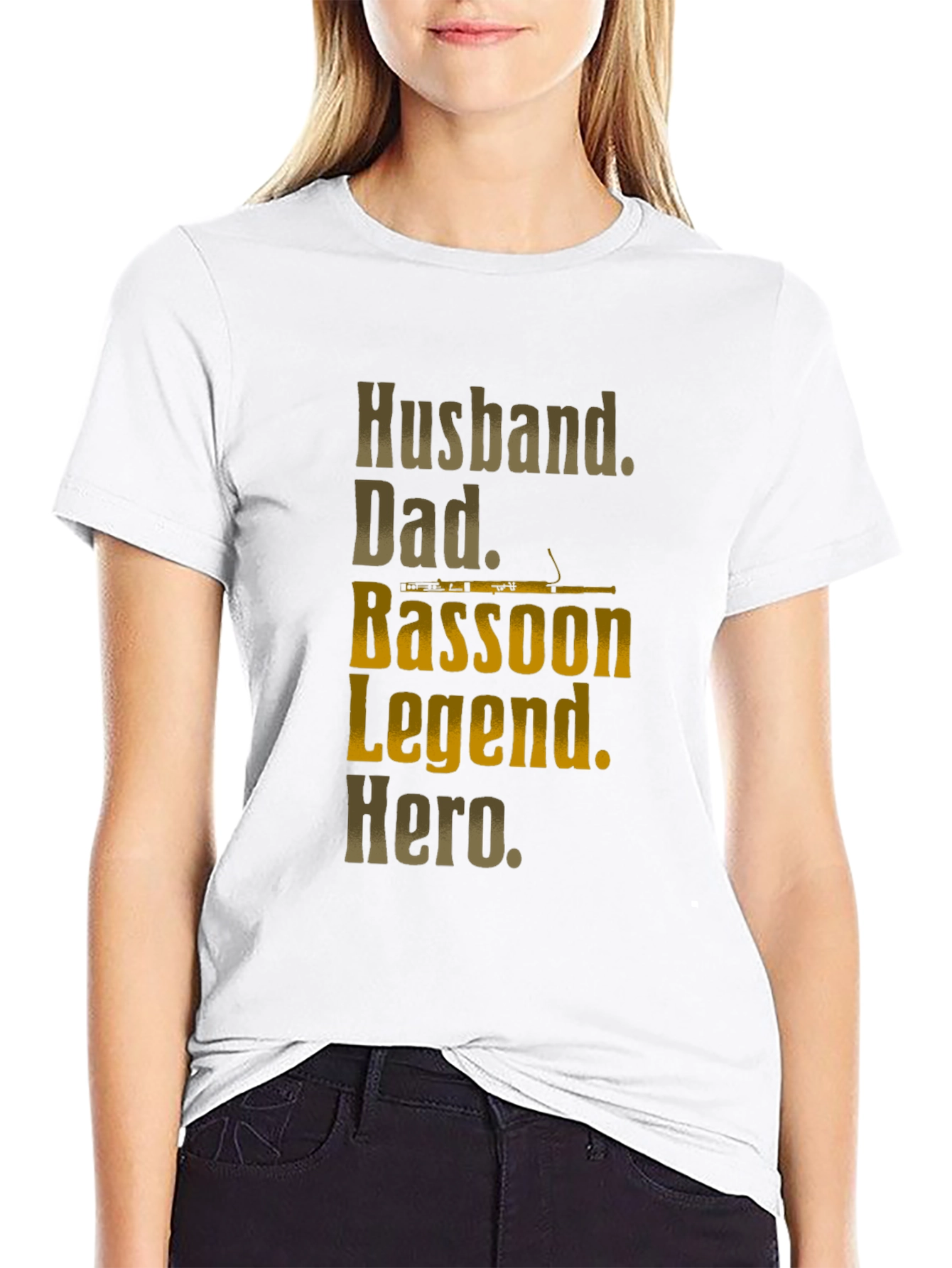 Husband Dad Bassoon Legend Hero Mens Black T-Shirt