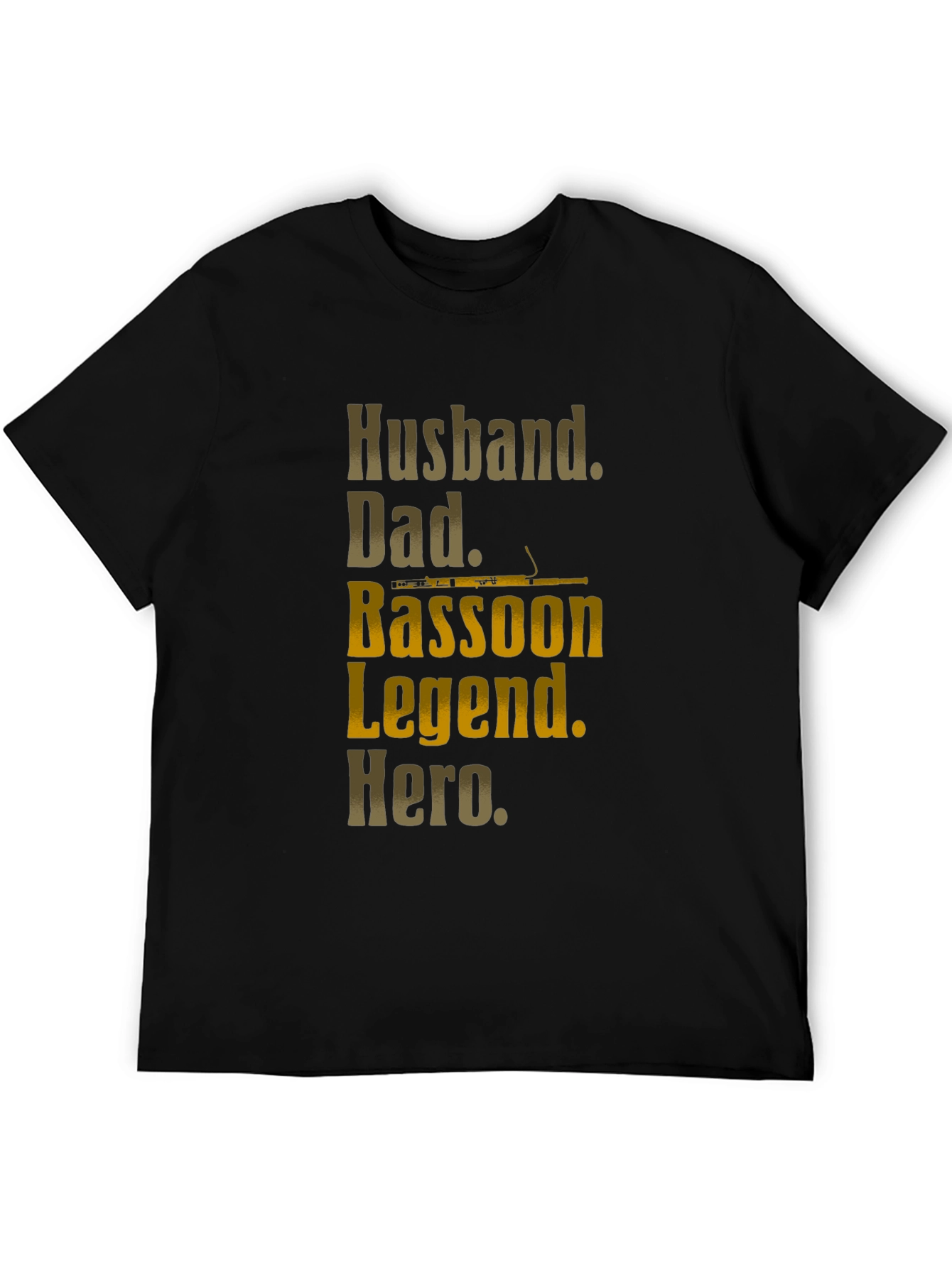 Husband Dad Bassoon Legend Hero Mens Black T-Shirt