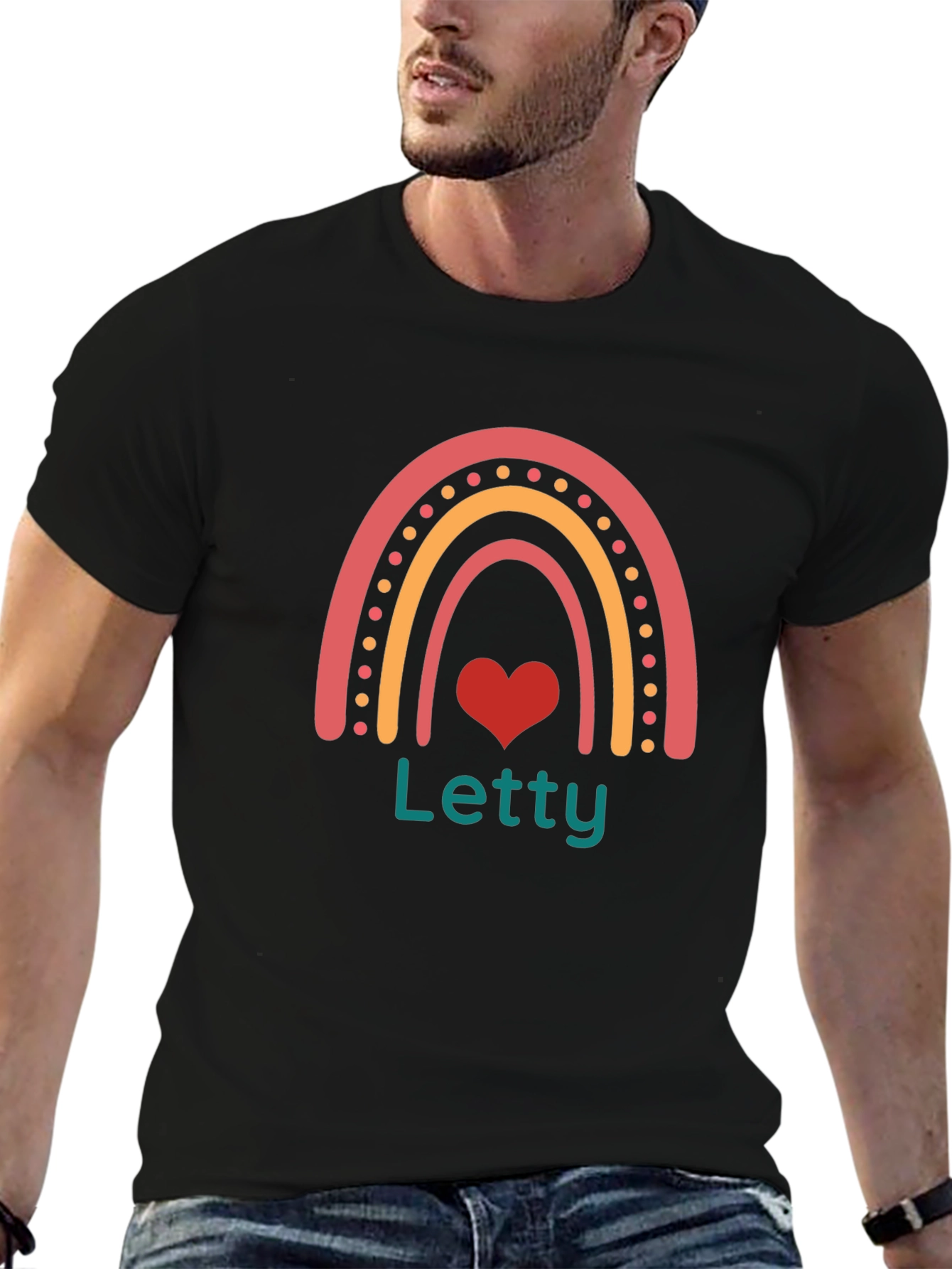 Letty Rainbow Heart Black T-Shirt
