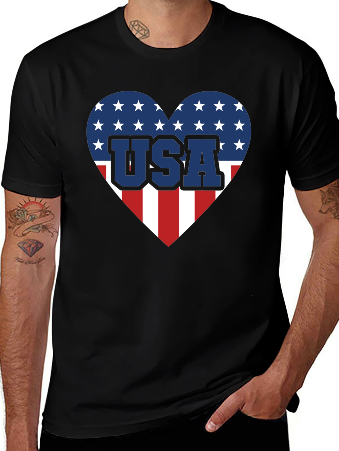 USA Heart Flag Graphic T-Shirt