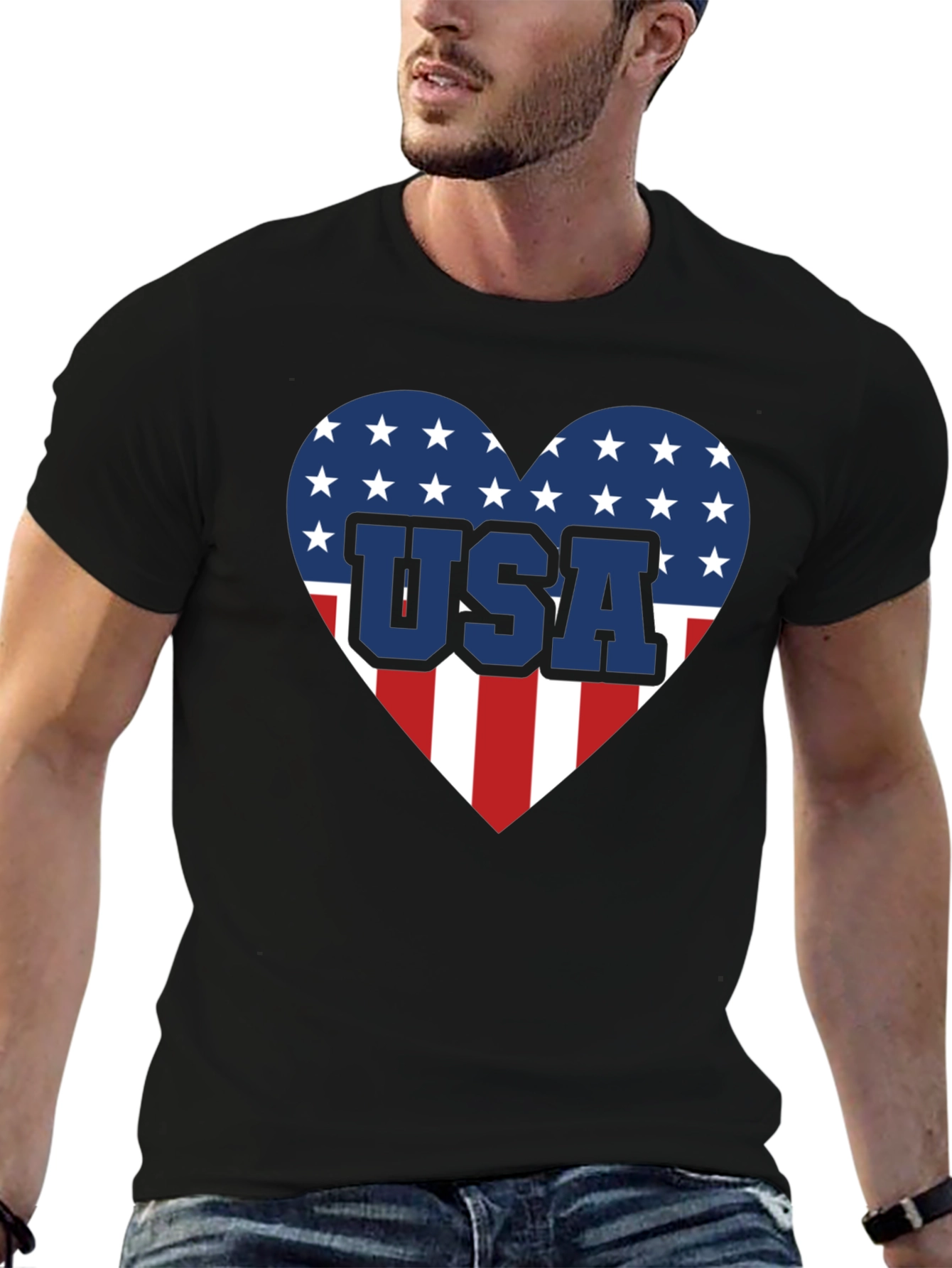 USA Heart Flag Graphic T-Shirt