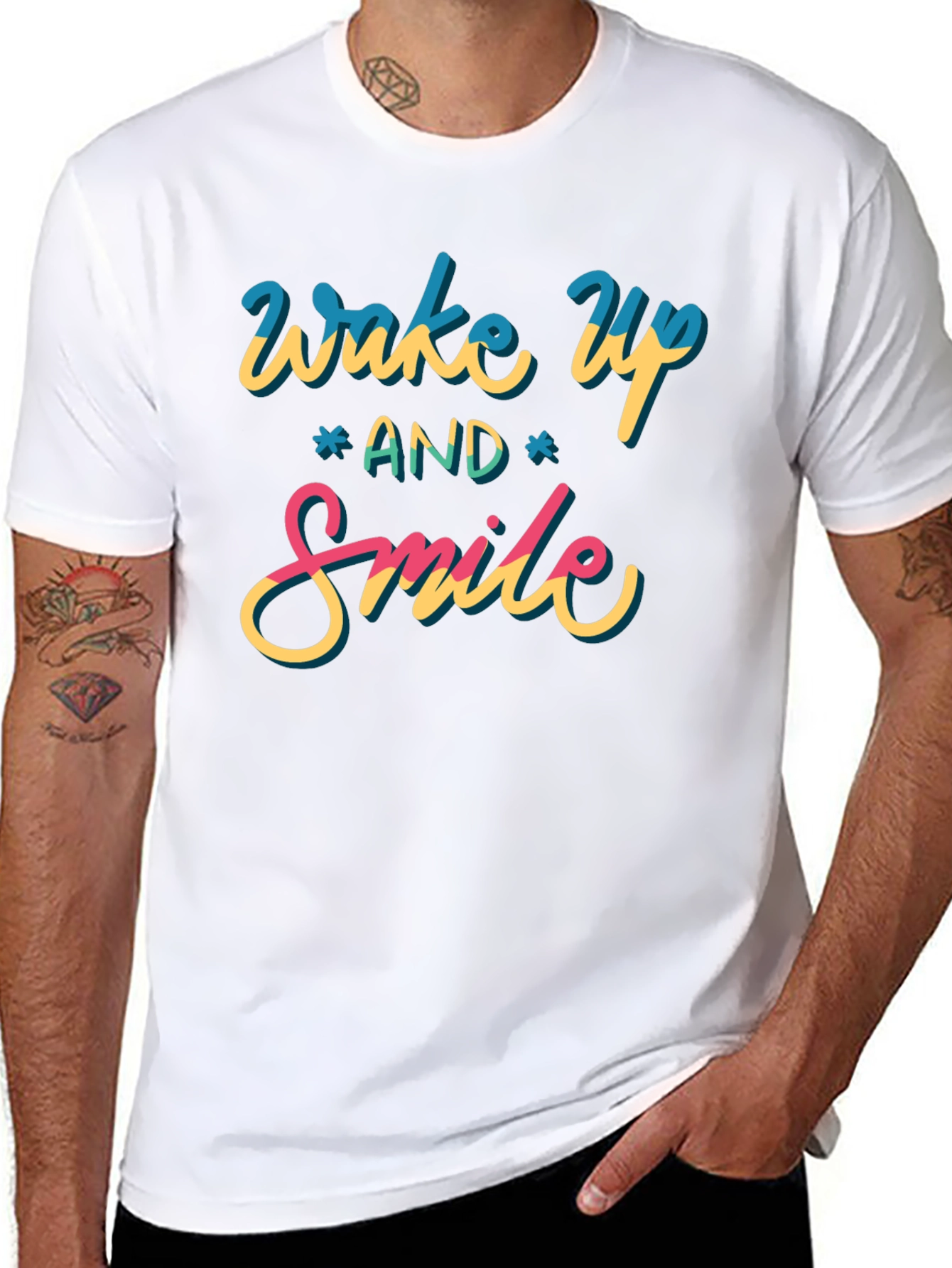 Wake Up and Smile Graphic Tee - Black