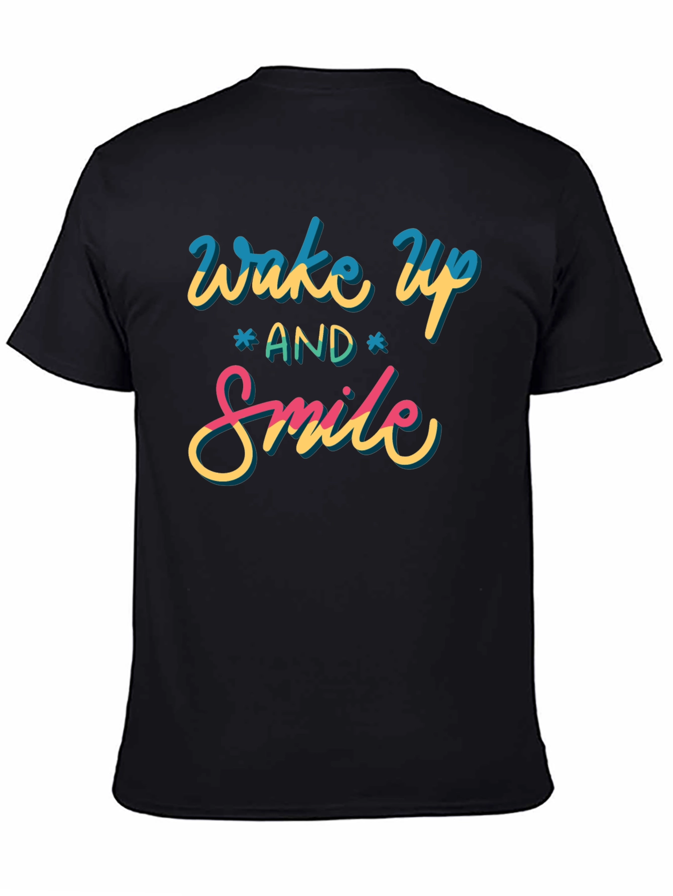 Wake Up and Smile Graphic Tee - Black