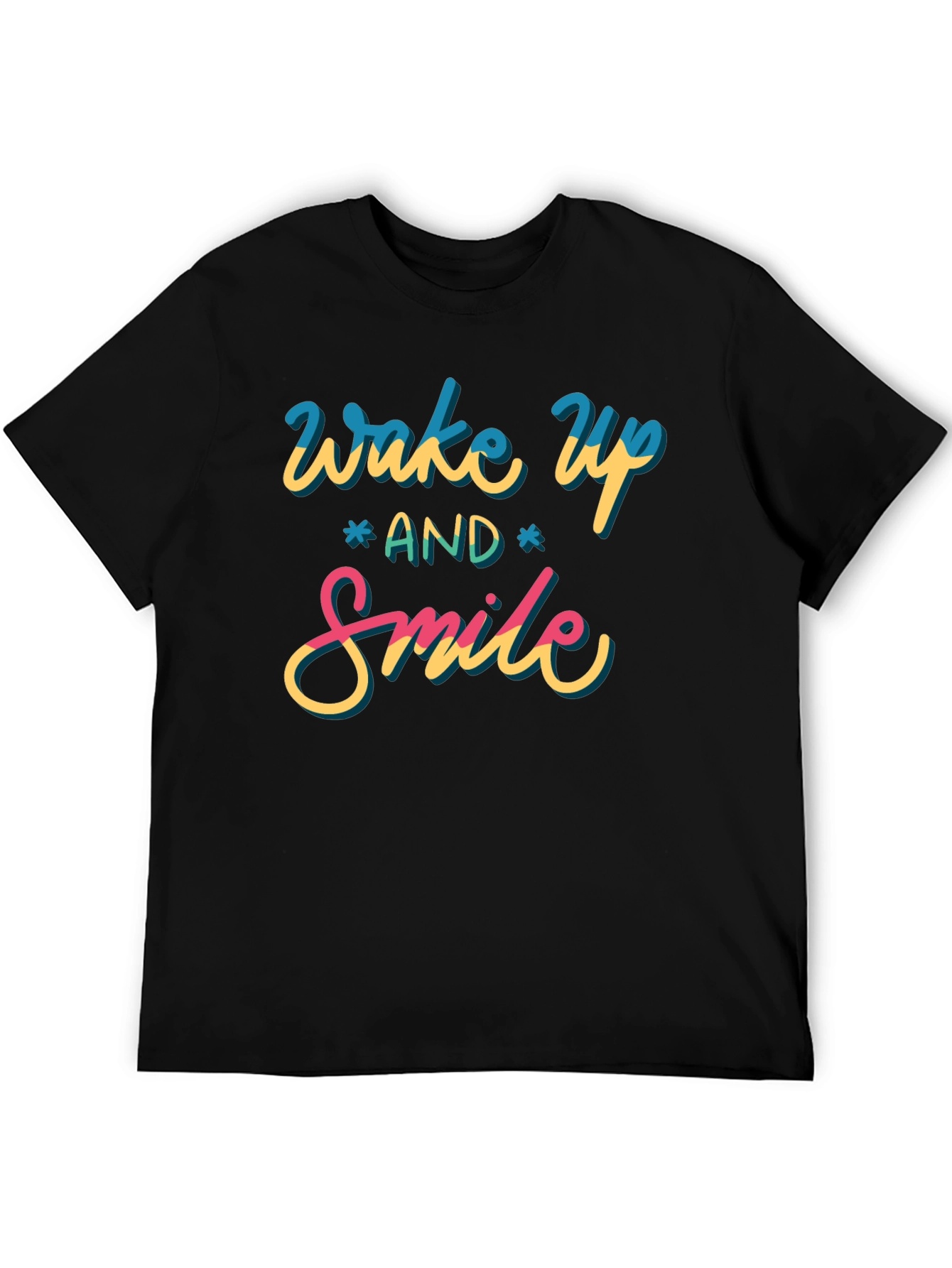 Wake Up and Smile Graphic Tee - Black