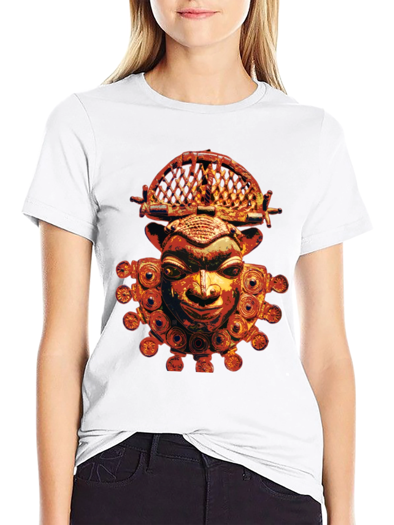 Tribal Mask Graphic Tee - Unique Design Soft Fabric