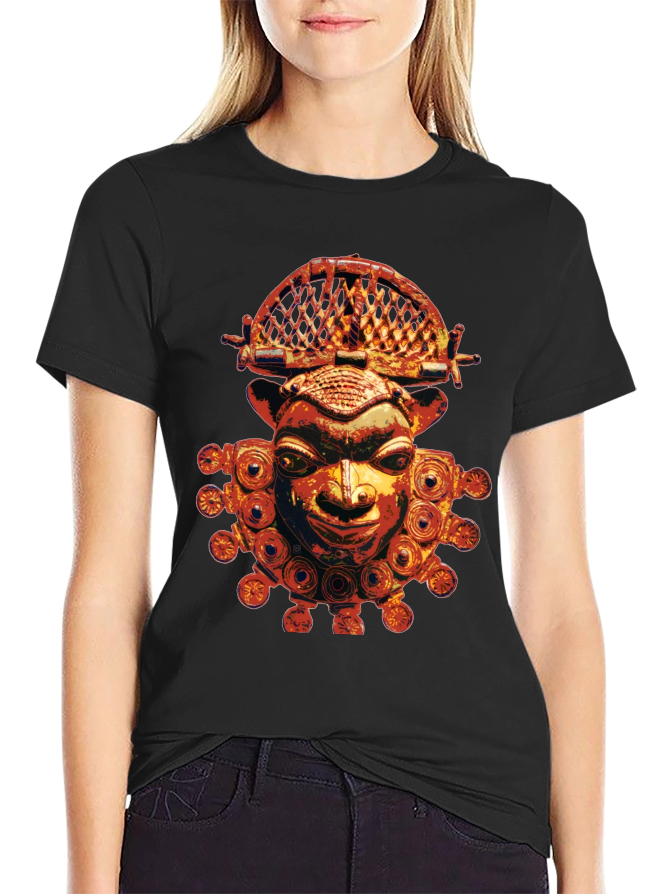 Tribal Mask Graphic Tee - Unique Design Soft Fabric