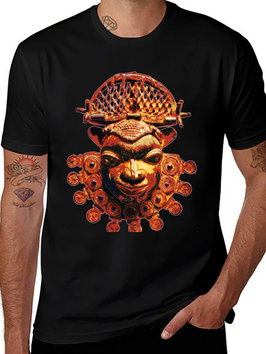 Tribal Mask Graphic Tee - Unique Design Soft Fabric