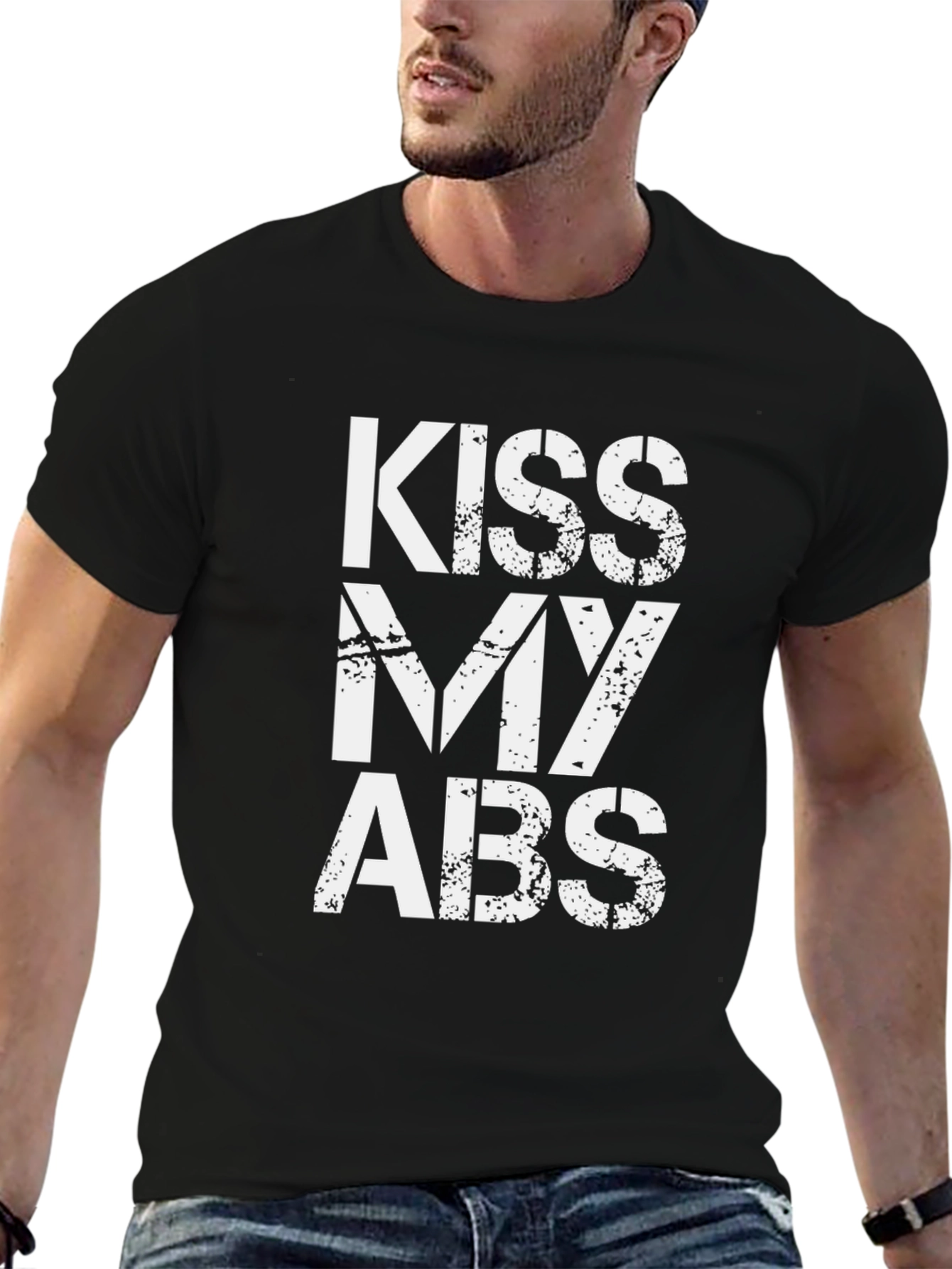 Kiss My Abs Graphic Tee - Black