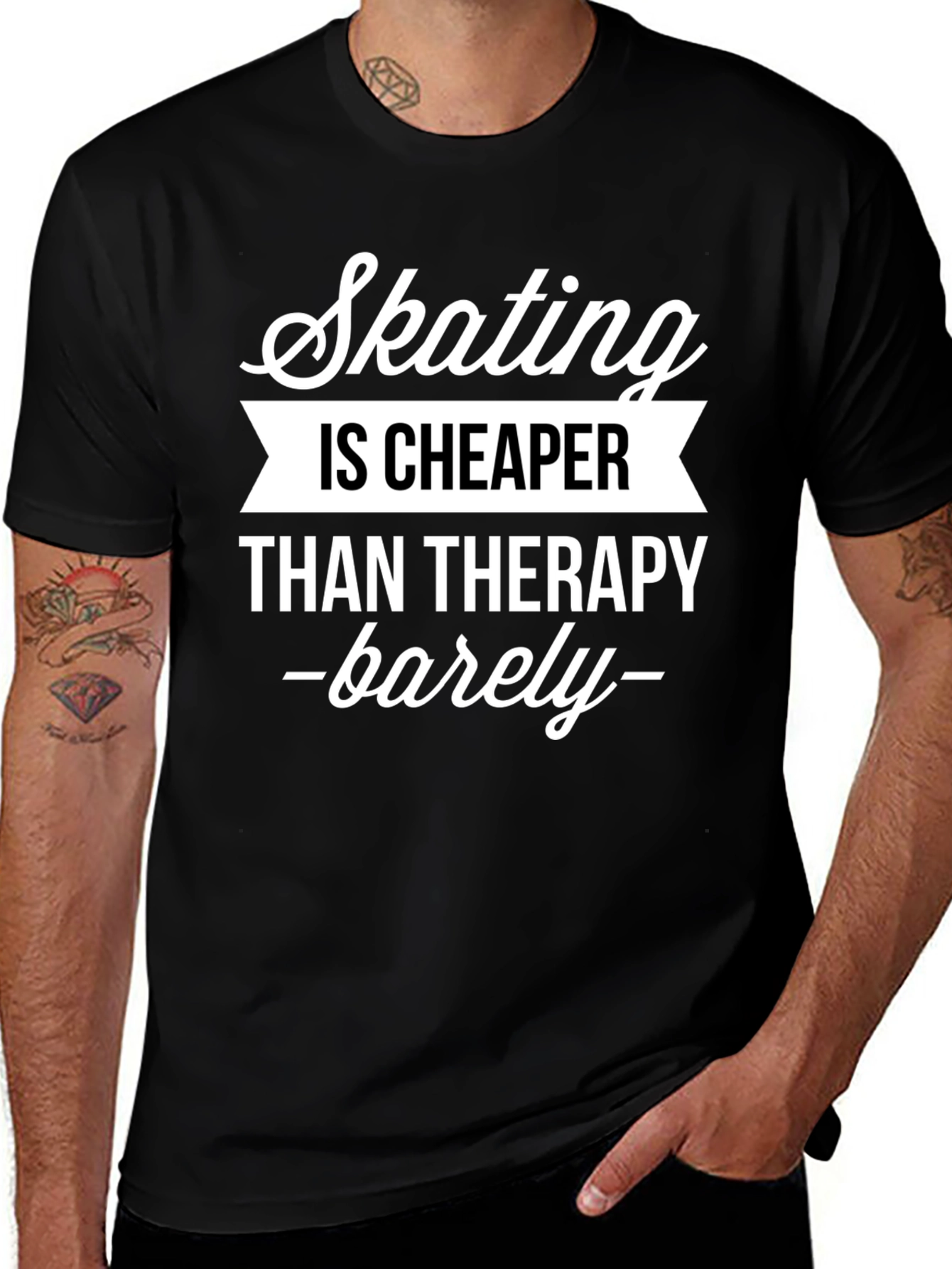 Skating Cheaper Than Therapy T-Shirt - Funny Skater Tee