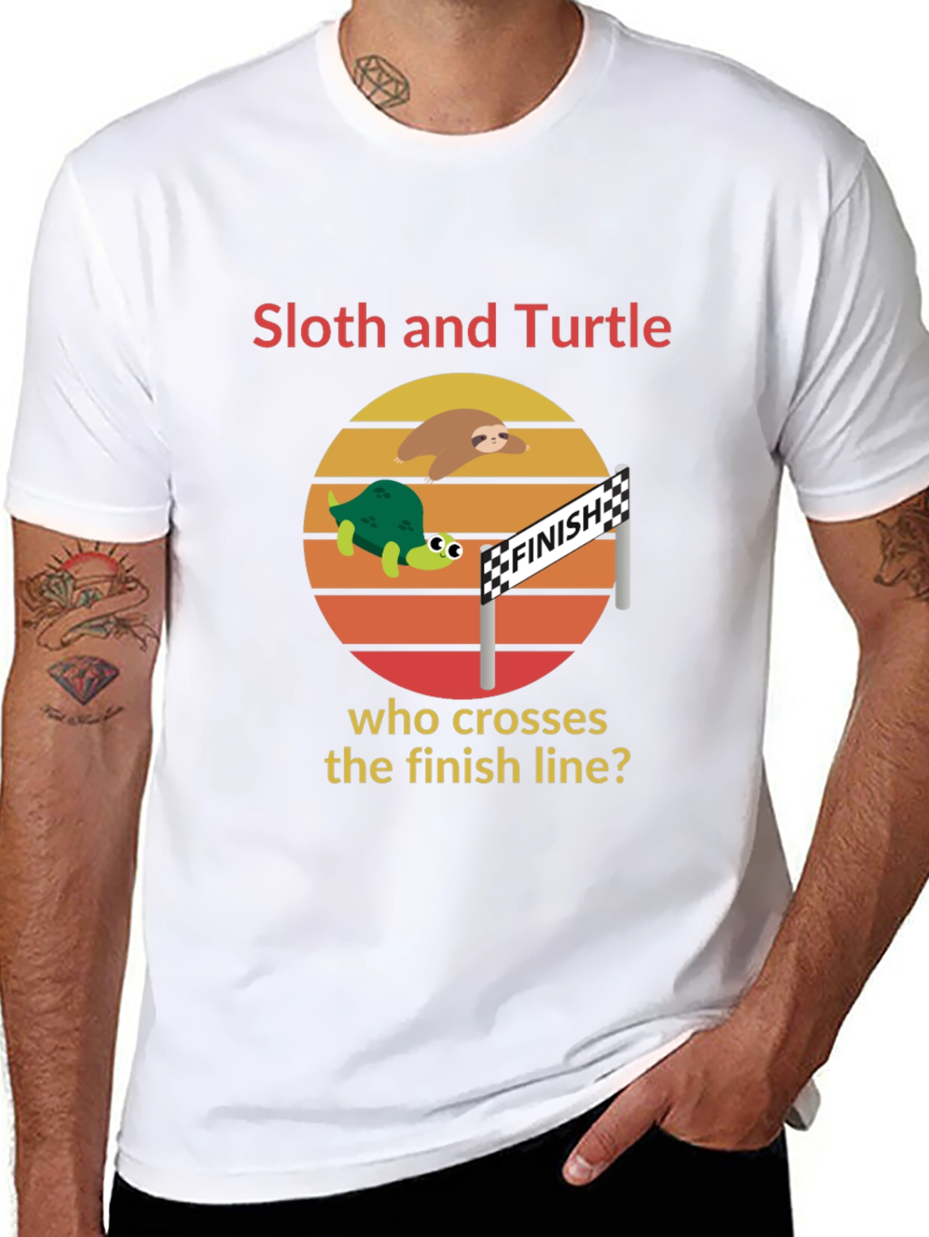 Sloth and Turtle Race T-Shirt Funny Graphic Tee