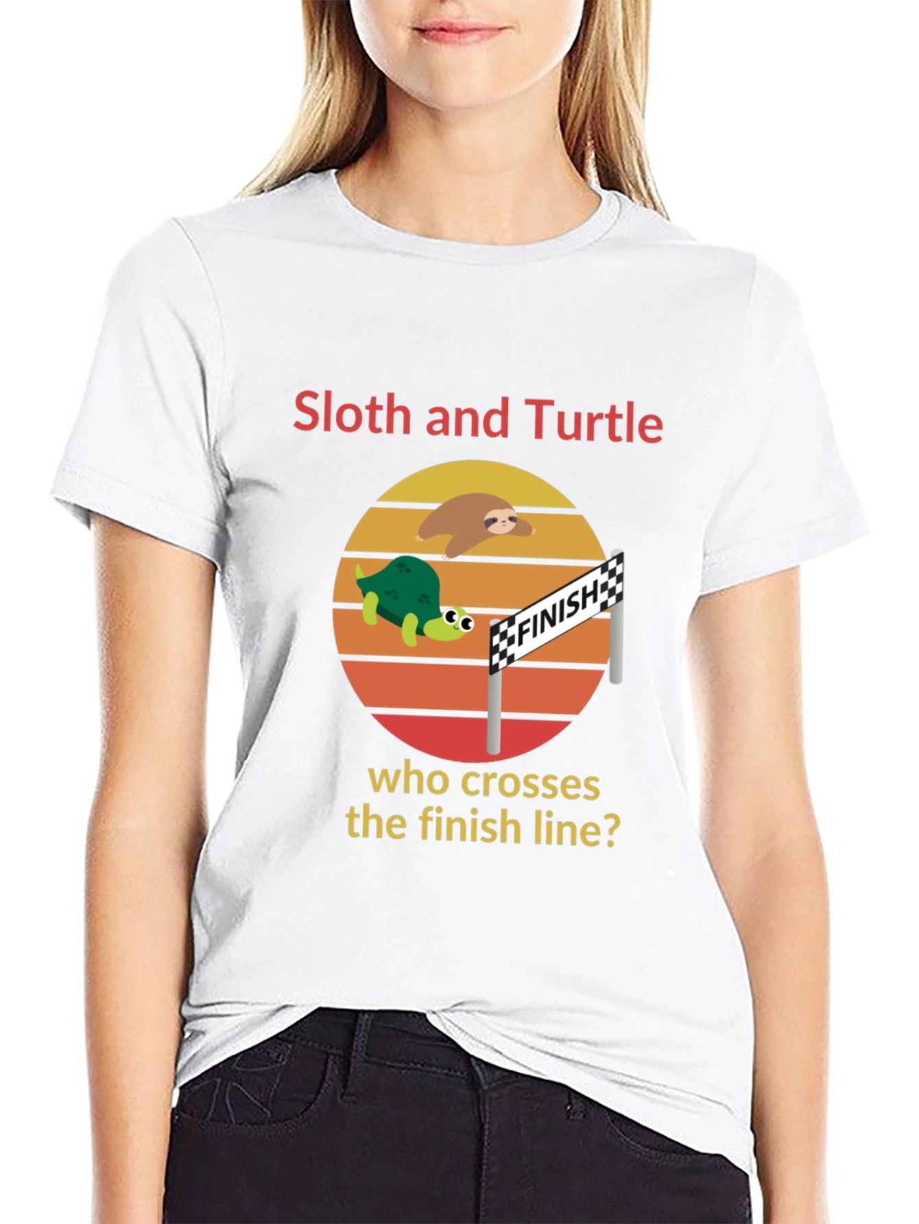 Sloth and Turtle Race T-Shirt Funny Graphic Tee